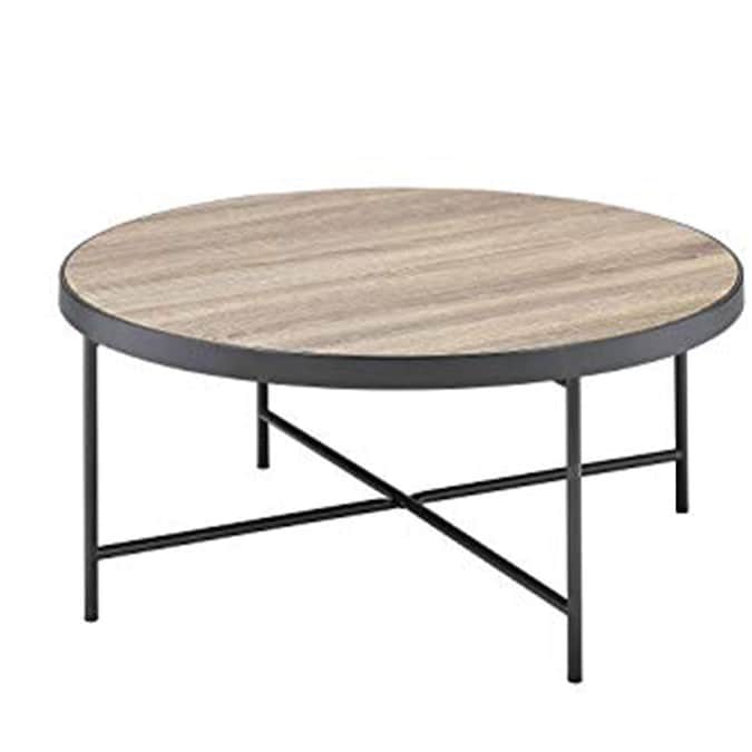 Benzara Brown Wood Coffee Table In The, Round Wood Coffee Table Metal Legs