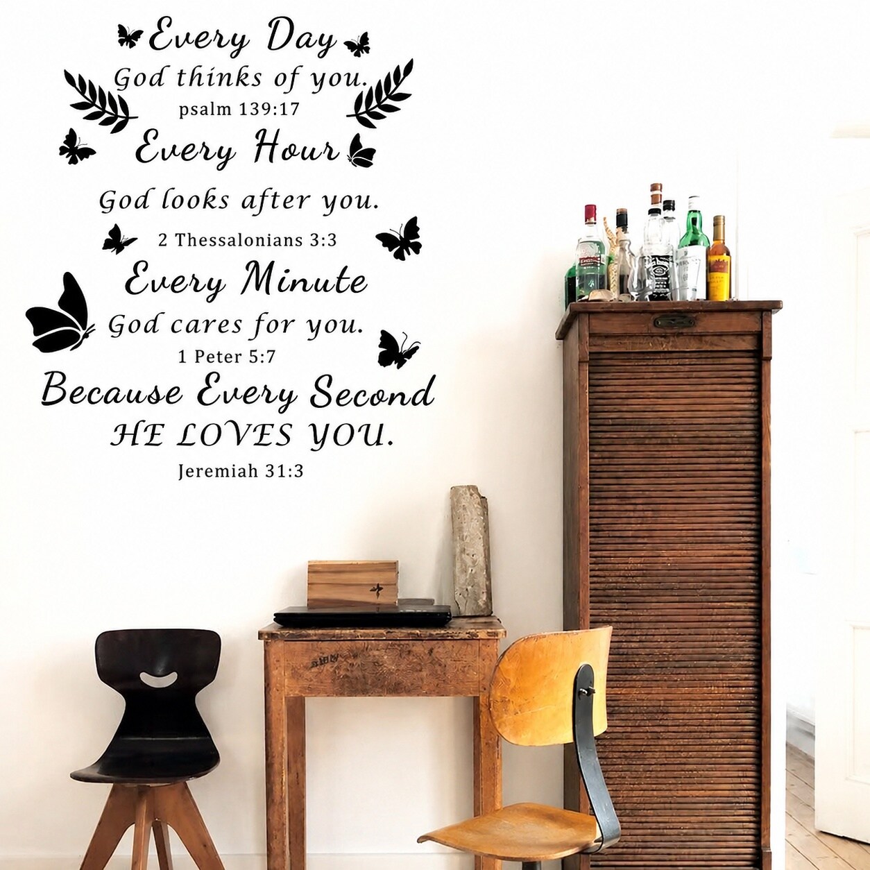 LAIFUCAM Inspirational Bible Verse Wall Decals Vinyl Quote Christian ...