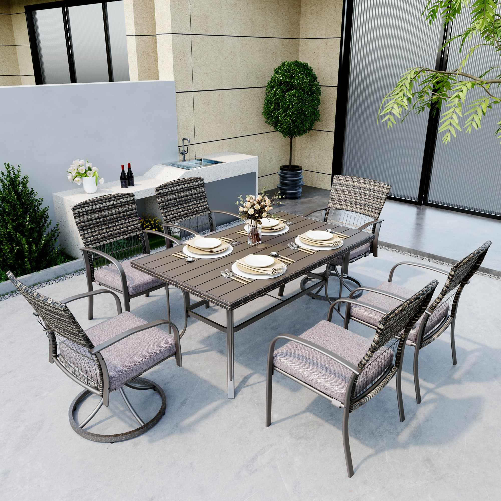 PamaPic TB-CZ-PTZY-7JT-G-WL1 Patio-Dining-Sets - View #2