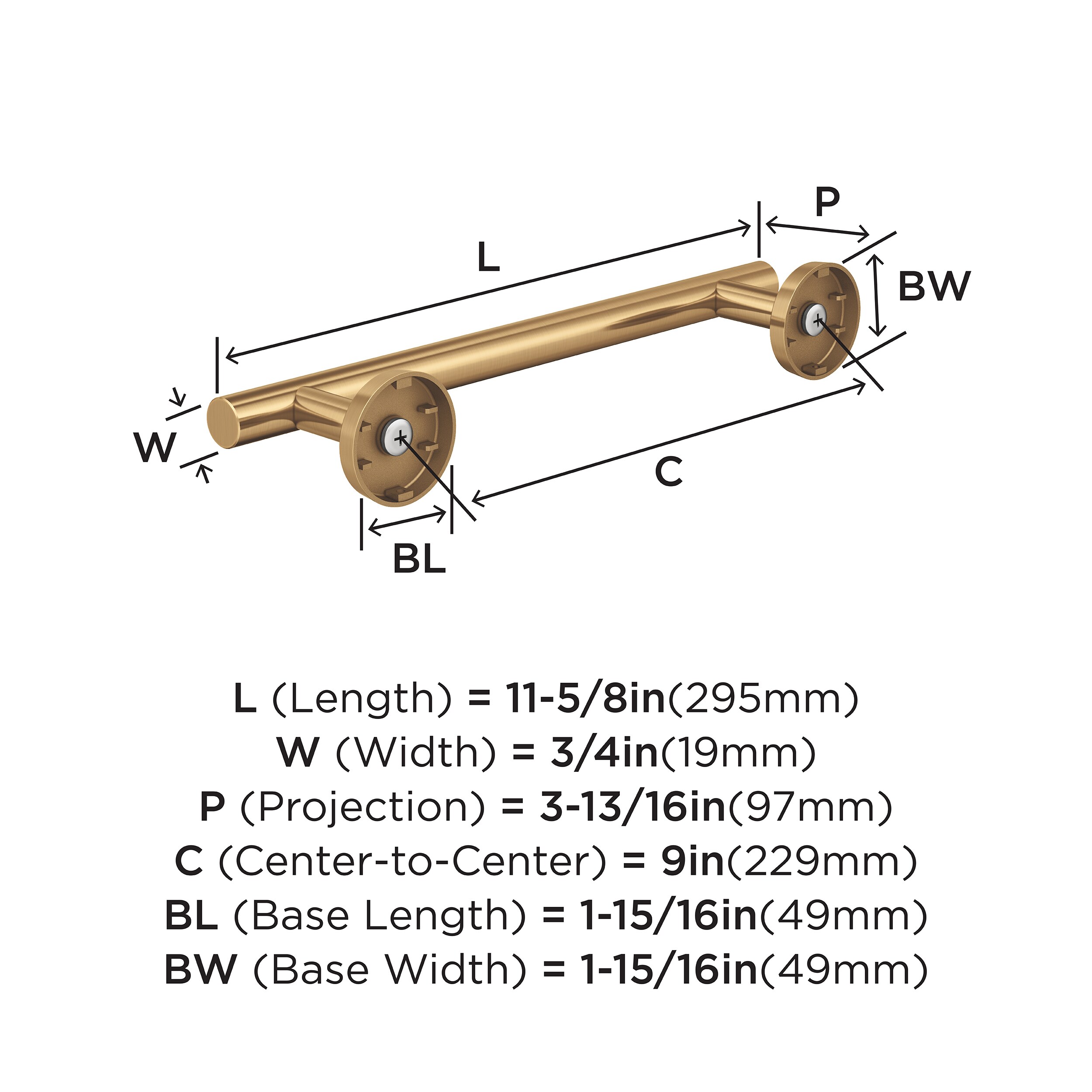 Champagne Bronze 9" Stainless Steel Wall Mounted Towel Bar