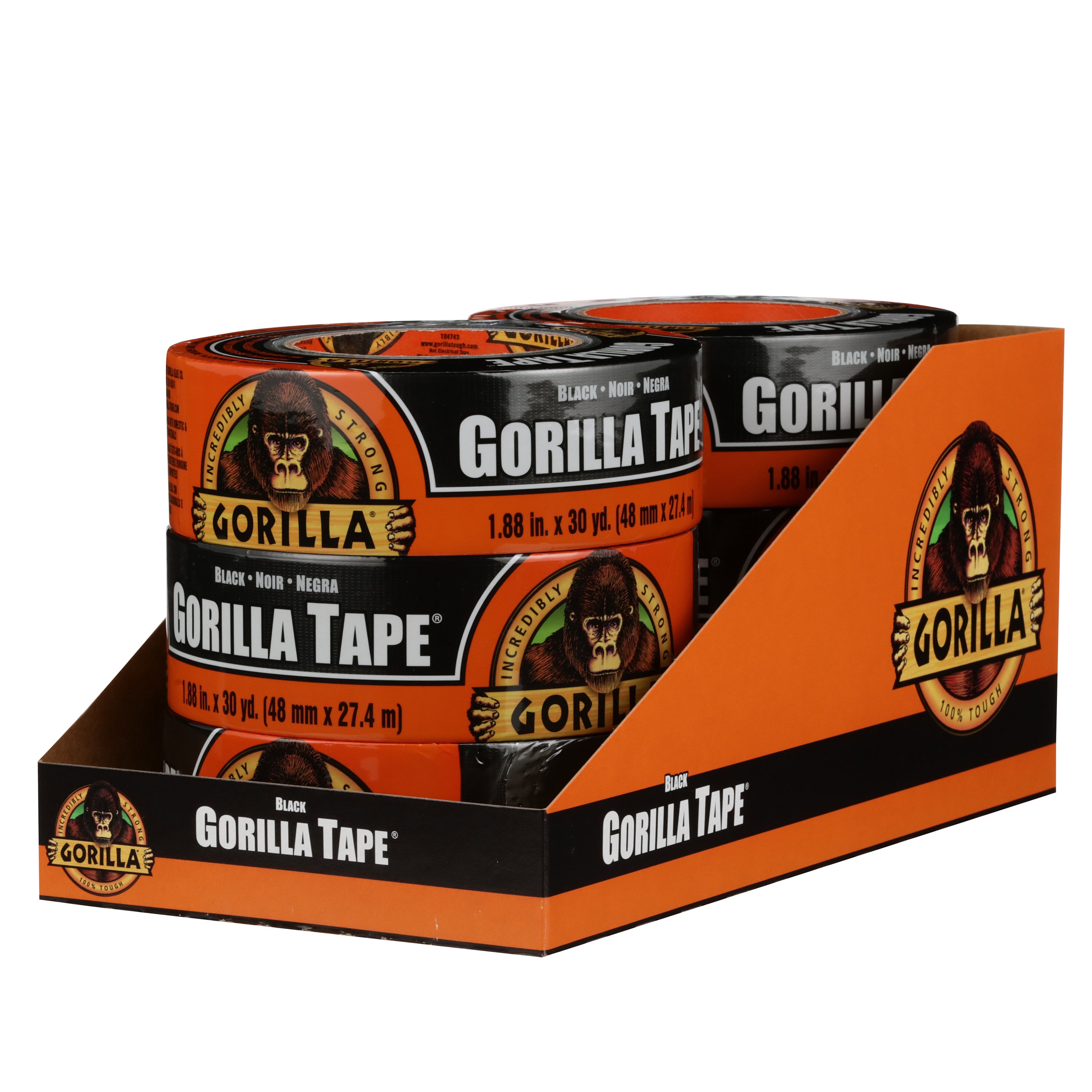 1x Gorilla Duct Tape 1.88in X 105ft Black Heavy Duty Tape Pro Builder Contractor 