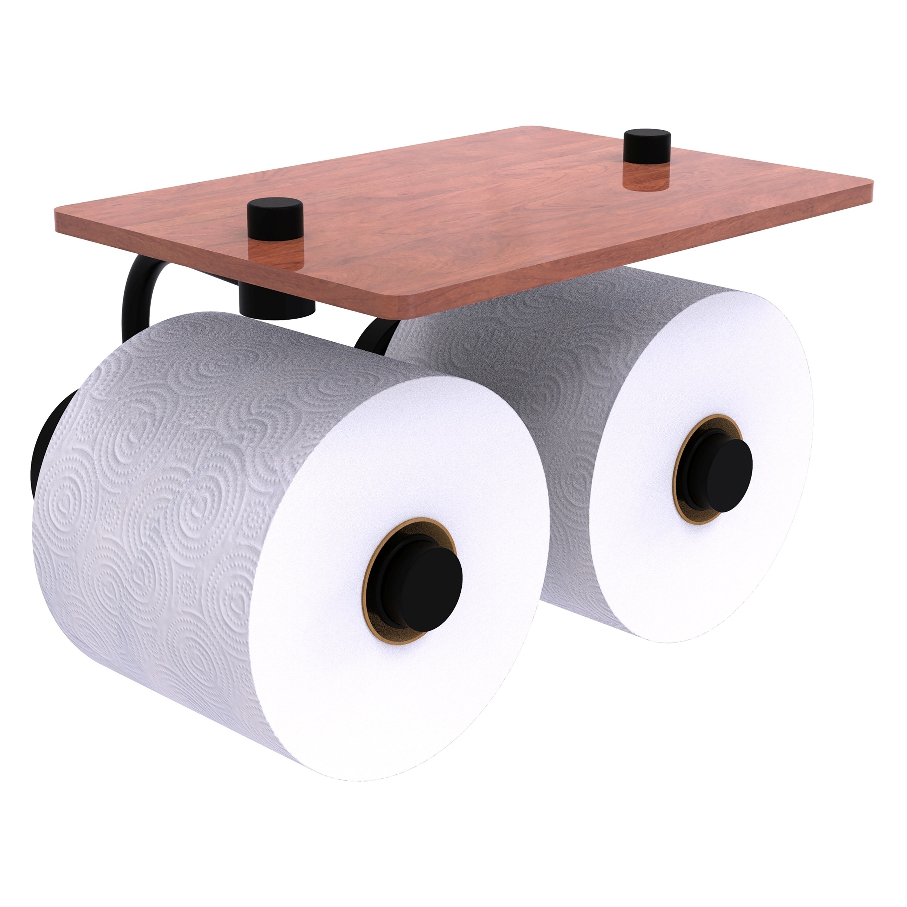 Allied Brass WP-24-2S-IRW-BKM Waverly Place Matte Black Wall mount Double post Toilet Paper Holder 2 -Rolls with Storage