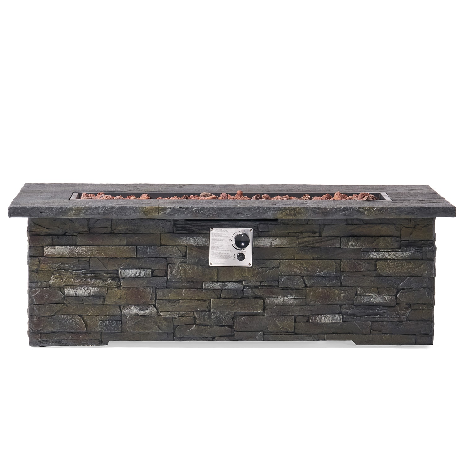 ToolCat PG2-42-PT 56-in W Stone Gray Magnesium oxide Rectangle Tabletop Liquid propane Fire pit table