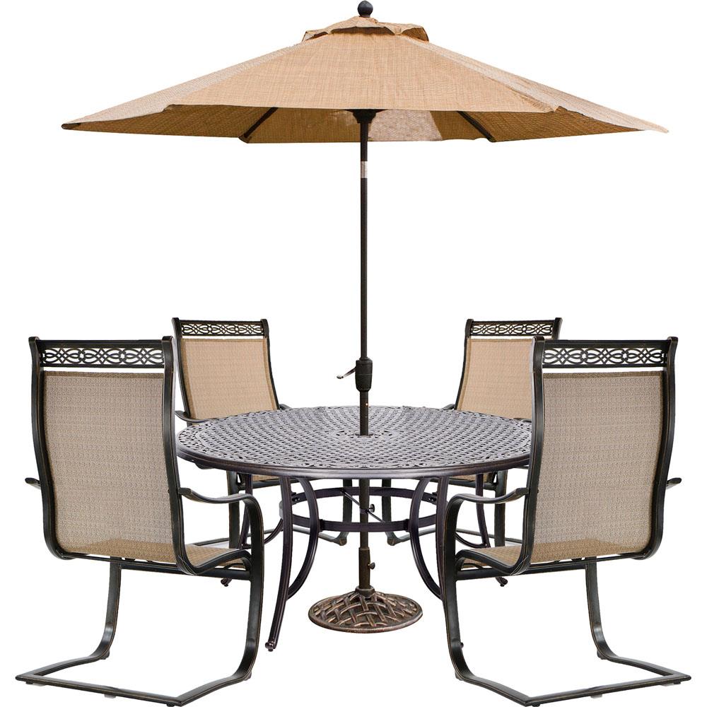 Hanover MANDN5PCSPRD-SU Manor 7-Piece Bronze Patio Dining Set with Tan