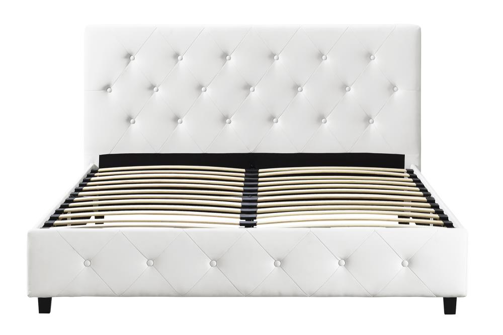 Dhp Dean White Faux Leather Full, White Upholstered Headboard And Frame