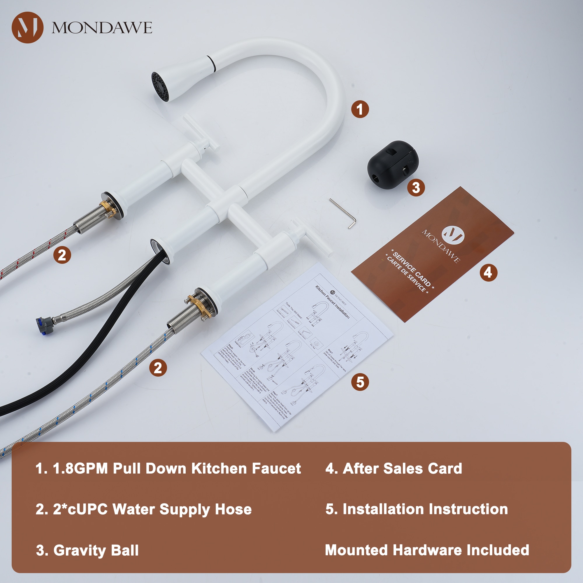 Mondawe MO2207DT-WH Kitchen-Faucets - View #9