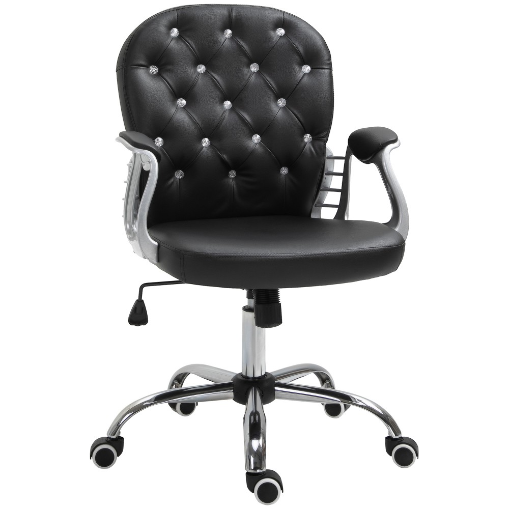 Clihome HM-W212-36 Set of Office Chair Black Contemporary Ergonomic Adjustable Height Swivel Polyurethane Desk Chair