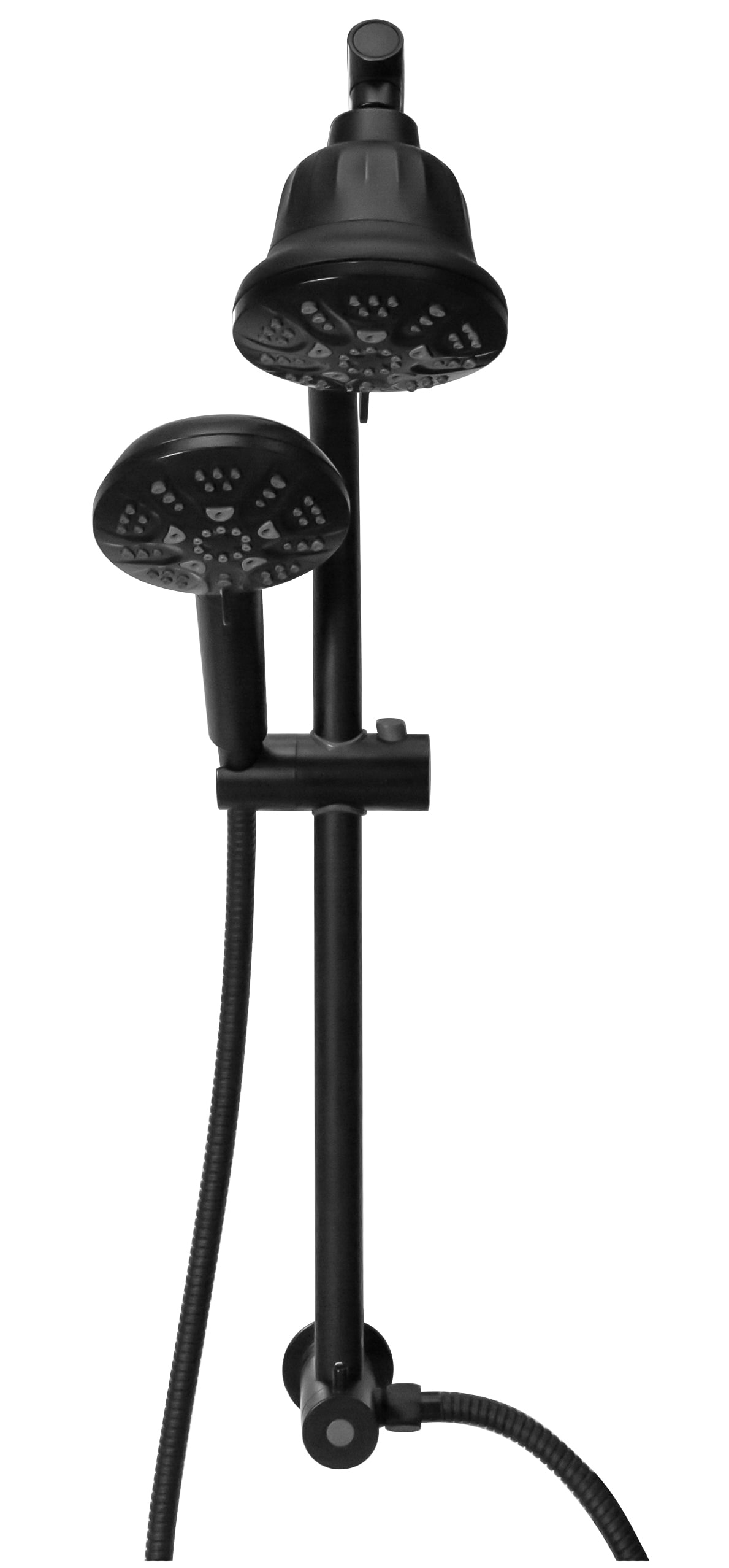 Matte Black Dual Shower Head with Adjustable Slide Bar and Filter