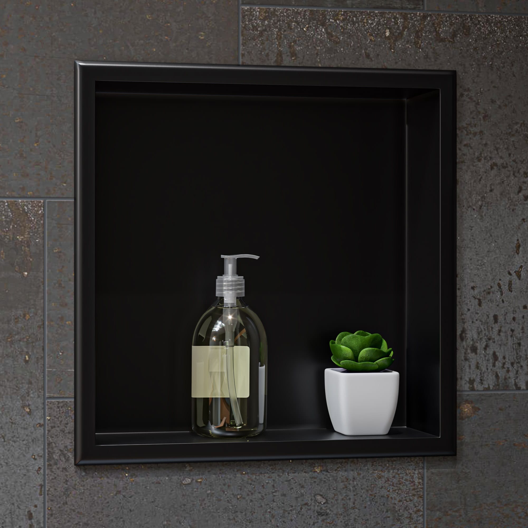 ALFI ABNP1616-BB Shower Niche Brushed Black Stainless steel Wall mount Bathroom Shelf ( 16-in x 15-in x 4-in )