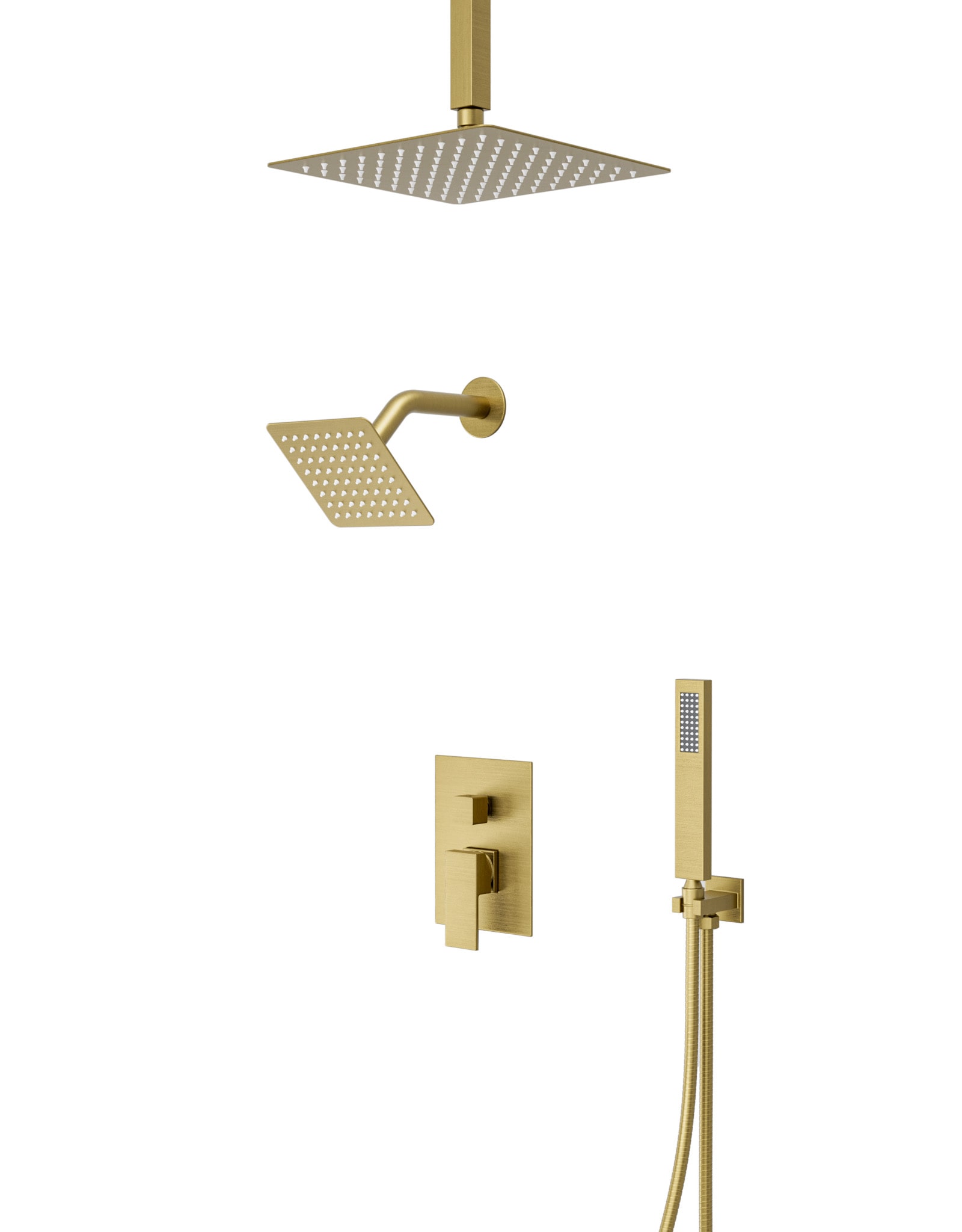 CRANACH C00.CR42.BG CROZET Square Shower System with Dual Shower Head and Hand Shower