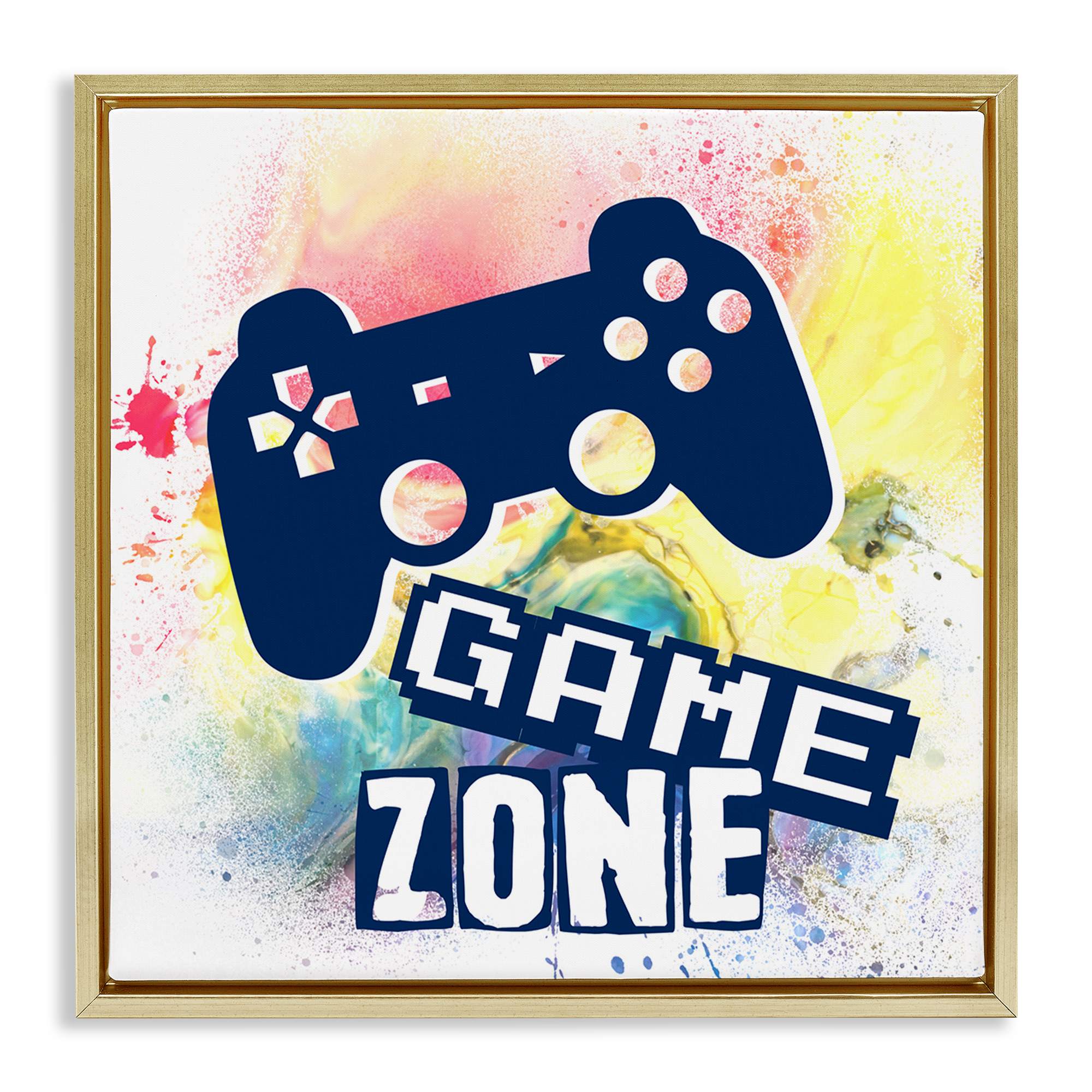 Stupell Industries BS-056-FFG-24X24 Game Zone on Modern Splatter Floating Frame design by Marcus Prime