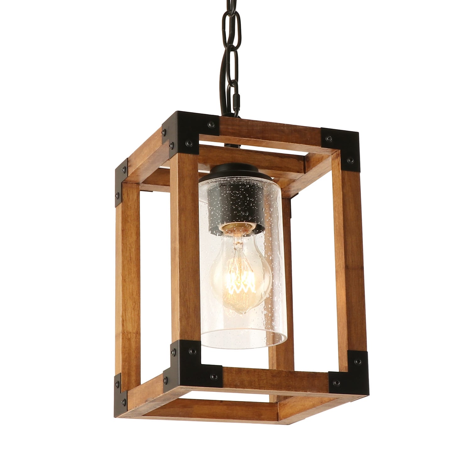 Delarpo P0059 Brown Vintage Clear glass Square Mini Hanging Pendant light