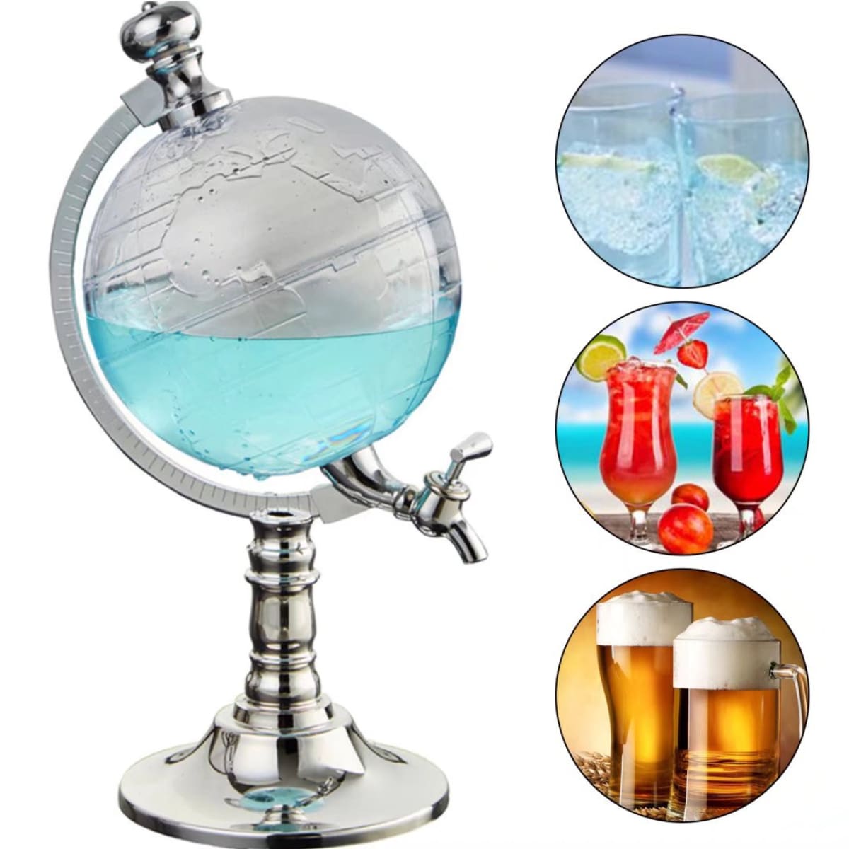 HomeRoots 4000475888 0.4-Gallons Silver with Stand