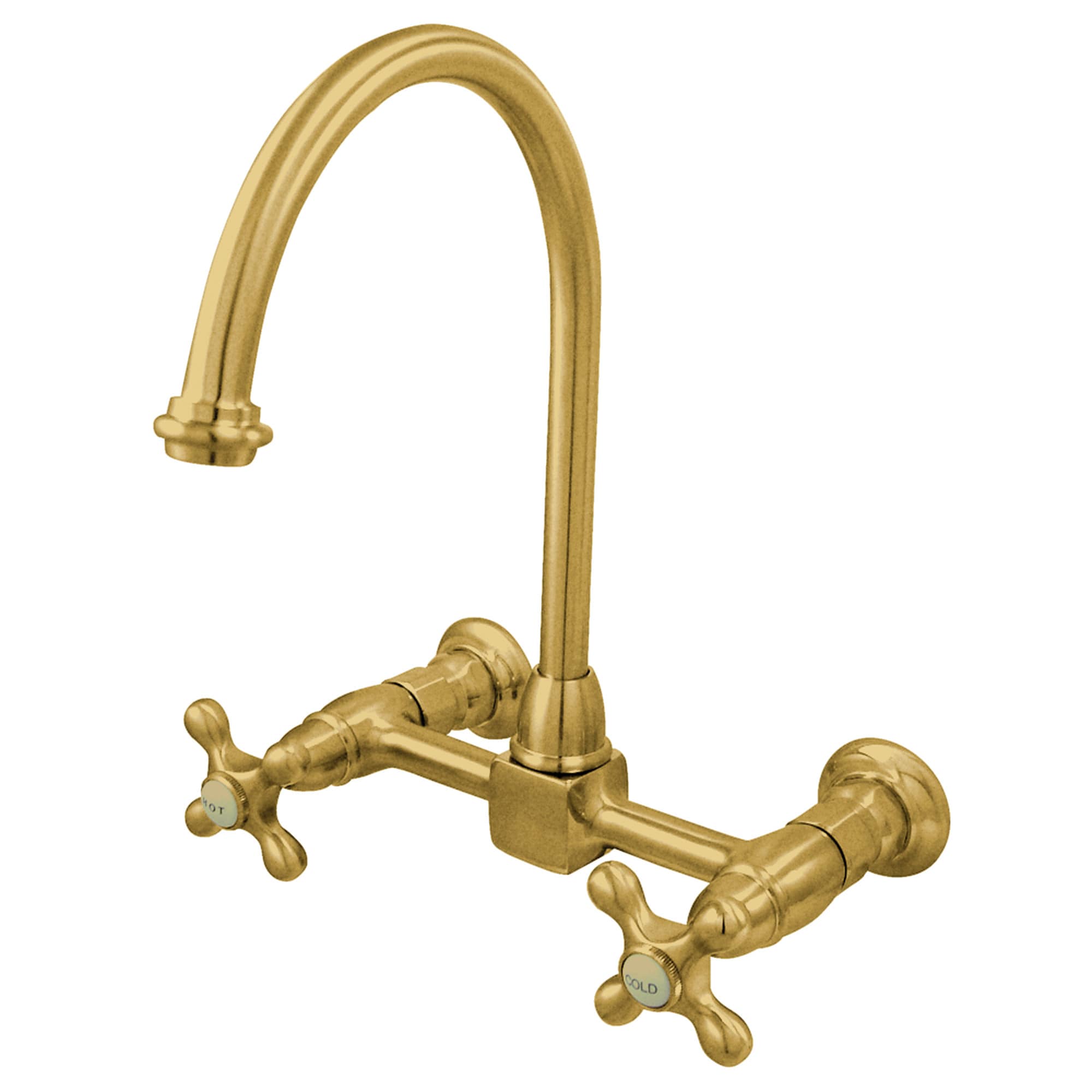 Kingston Brass WLKS1292AX Restoration Polished brass Double Handle Wall-mount Kitchen Faucet
