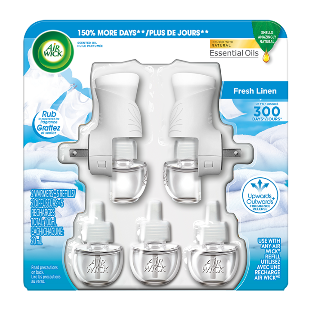 Air Wick 62338-03264 5 Count Fresh Linen Device/Refill Air Freshener 7 -Pack