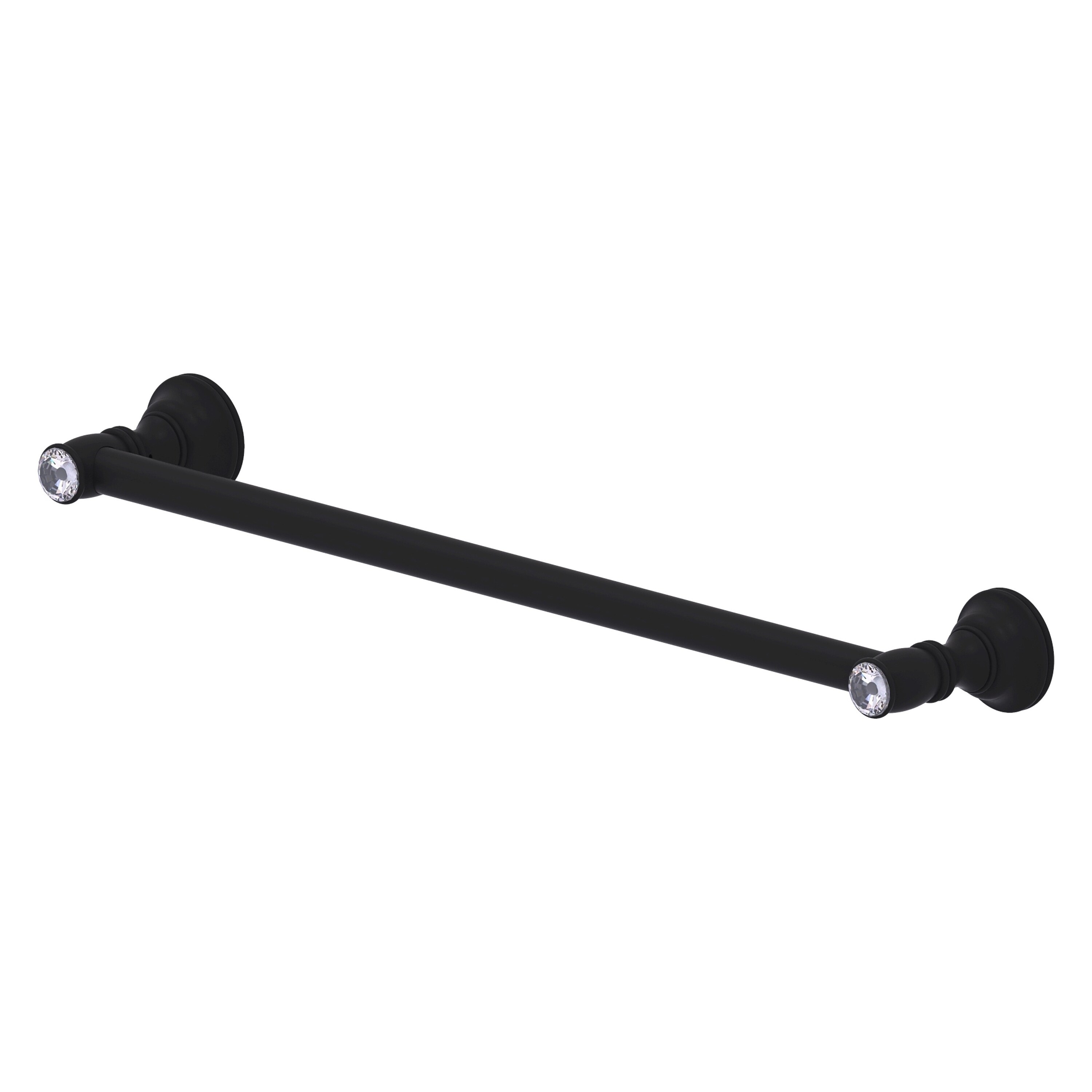Allied Brass CC-41-24-BKM Carolina Crystal 24-in Matte Black Wall mount Single Towel Bar
