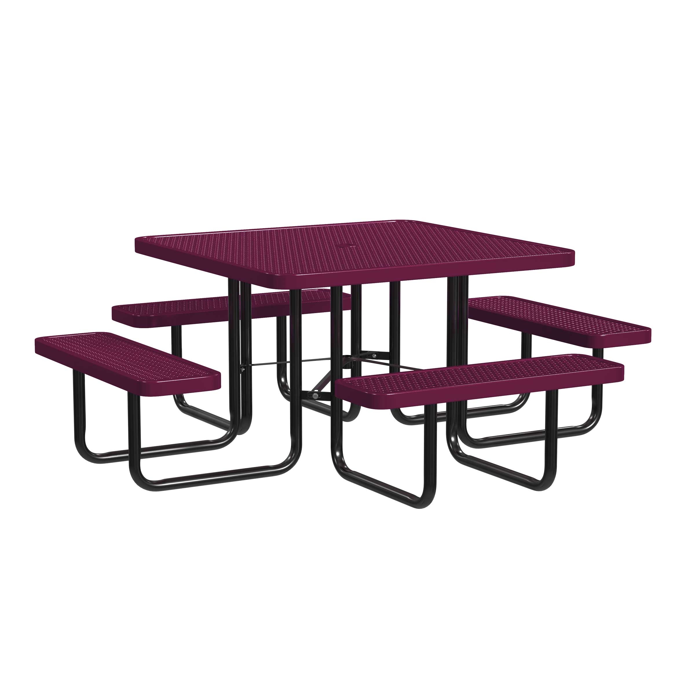 LeisureCraft T46SQP-BURGUNDY 46-in Red Steel Square Picnic Table - Thumbnail