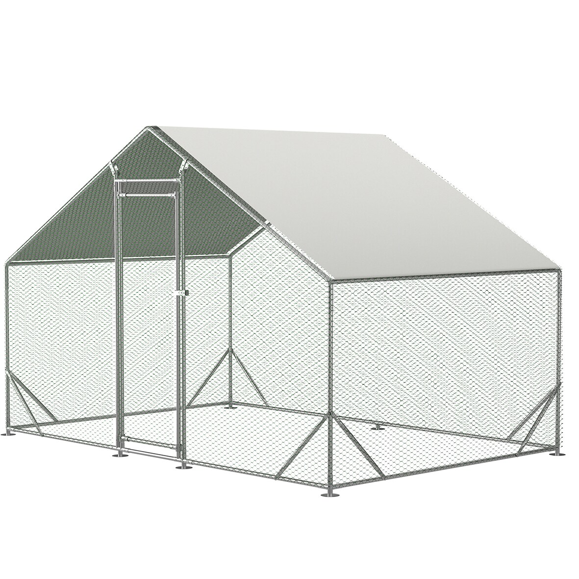 Gaierptone Durable Silver Metal Chicken Pen Cage with PVC Coated Wire ...