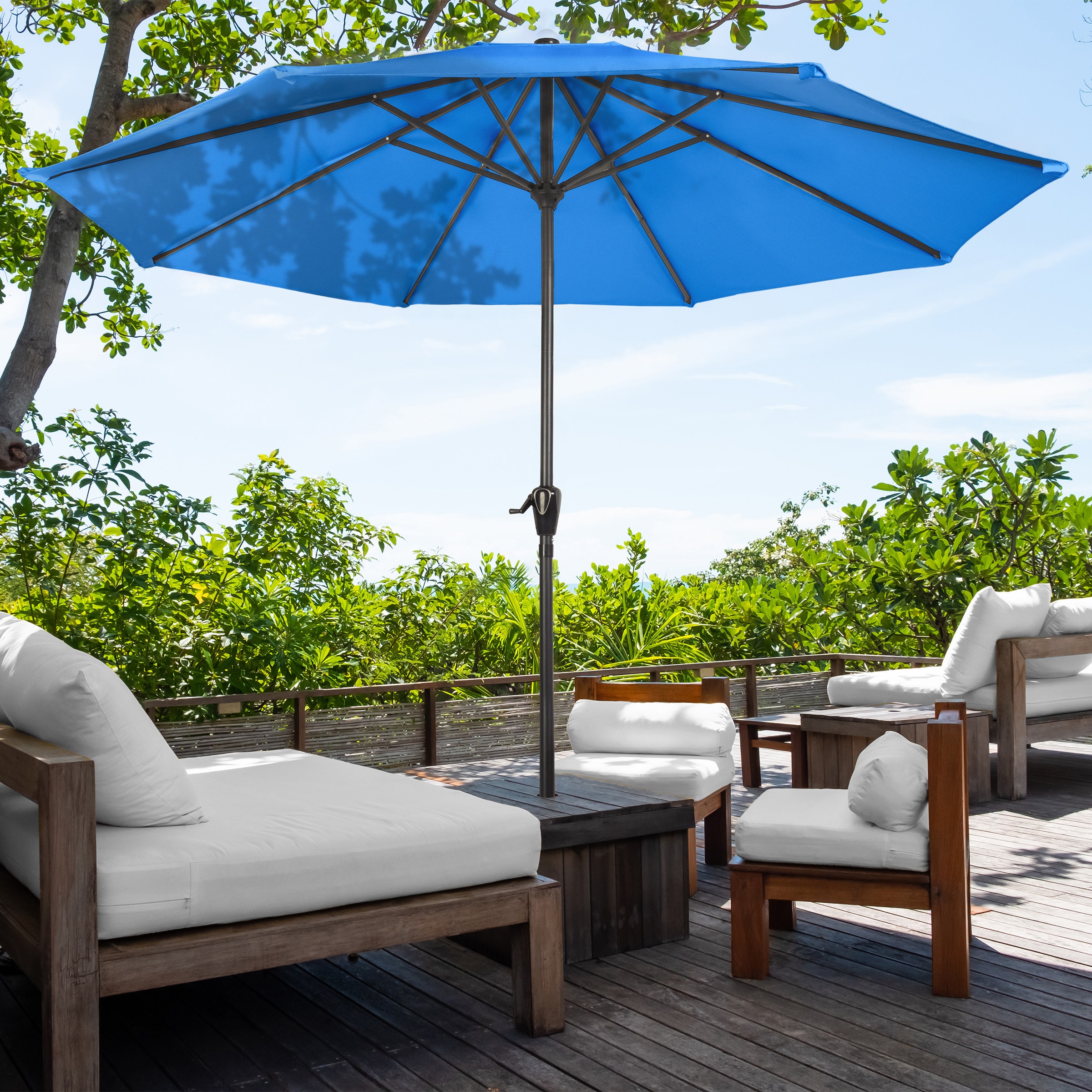 Nature Spring 441675IUZ 9-ft Steel Blue Garden Patio Umbrella