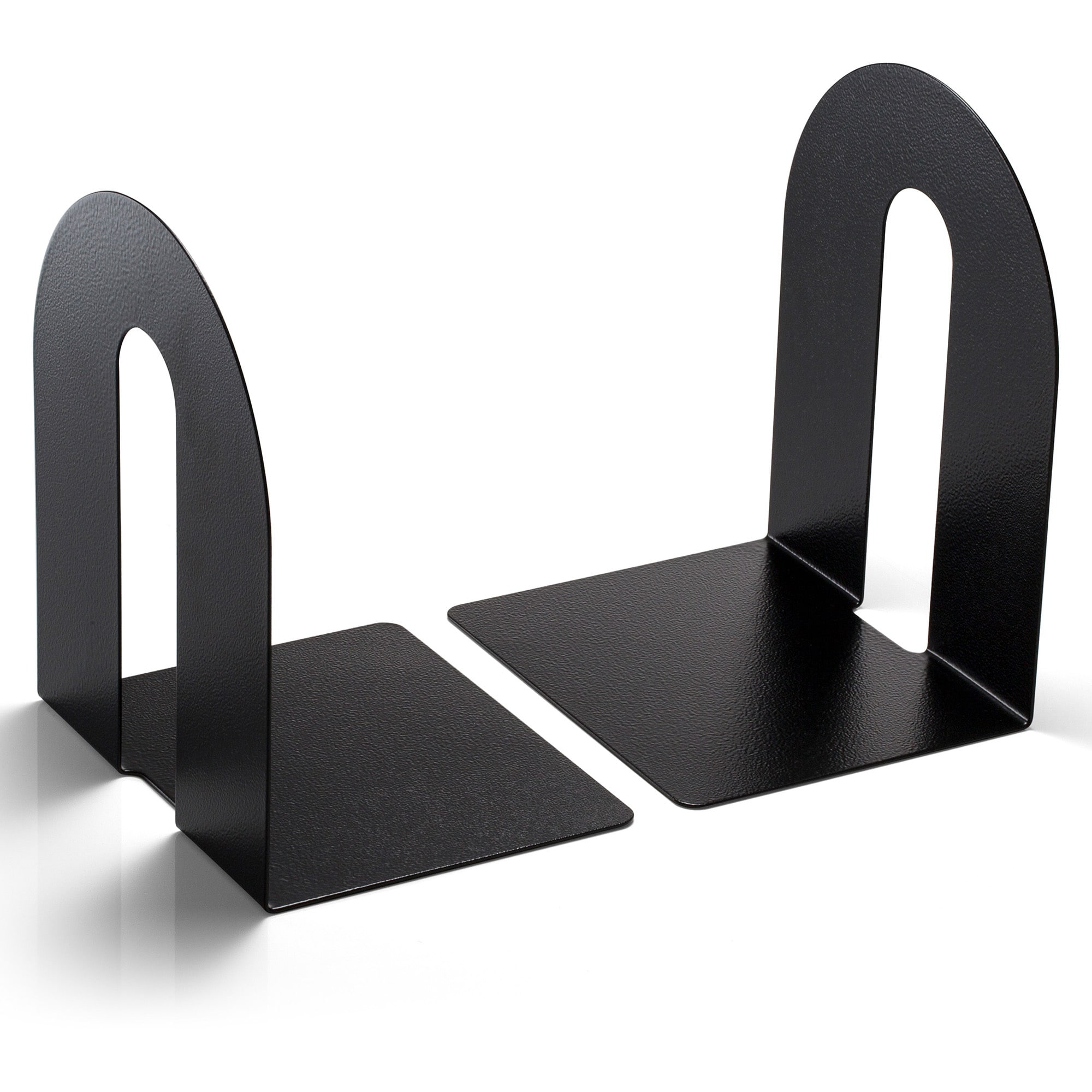 Enamel-Coated Steel Heavy-Duty Bookends with Non-Slip Base, Black