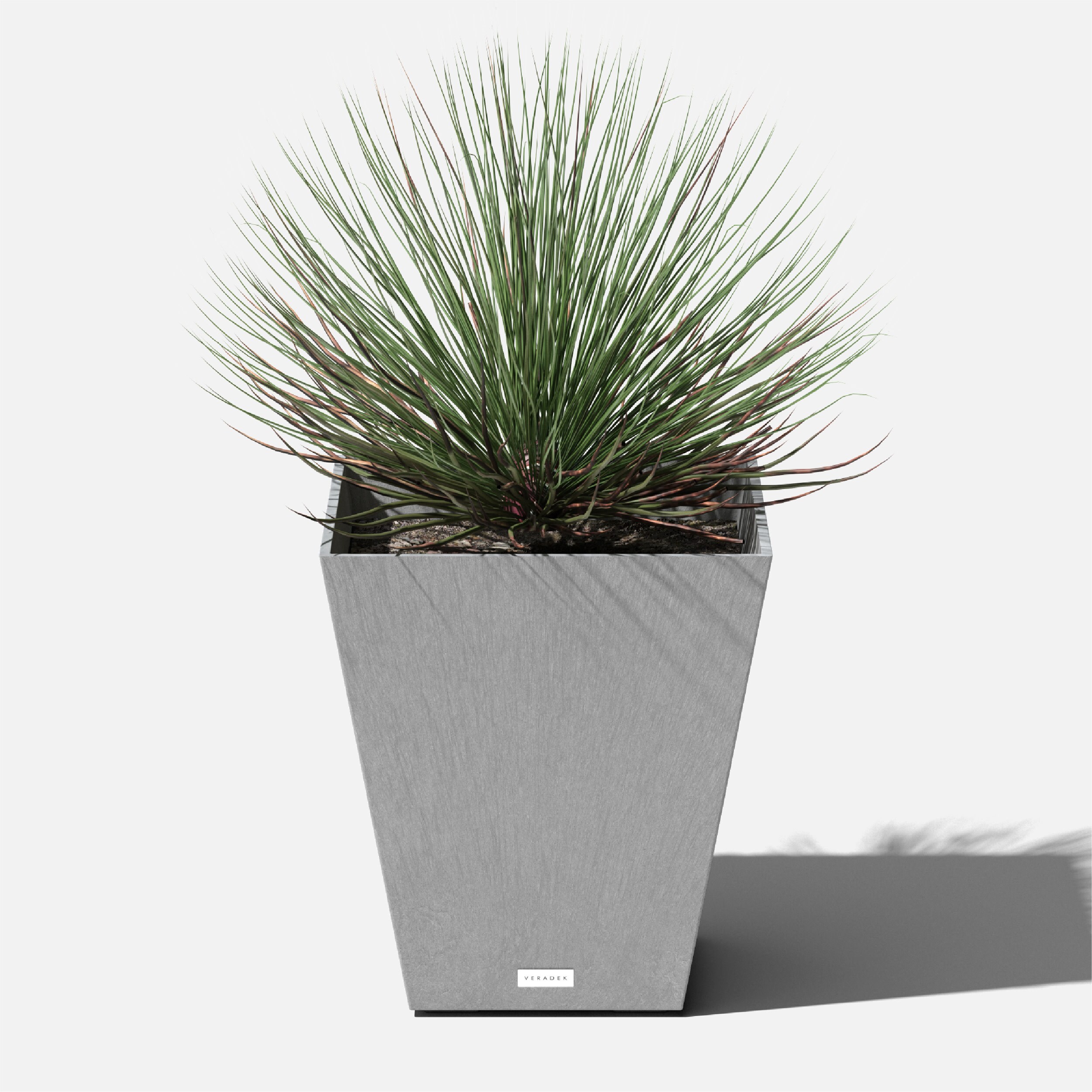 Nobleton Modern Gray Square Tapered Planter, 18" H