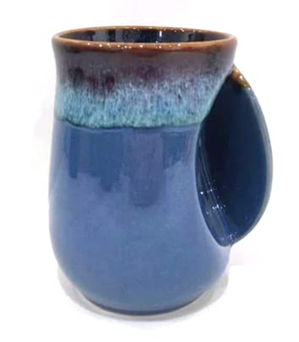 Aoibox  18 oz Porcelain Right Handed Handwarmer Coffee Mug Novelty Tea Cup Large Capacity Blue for Family Couples