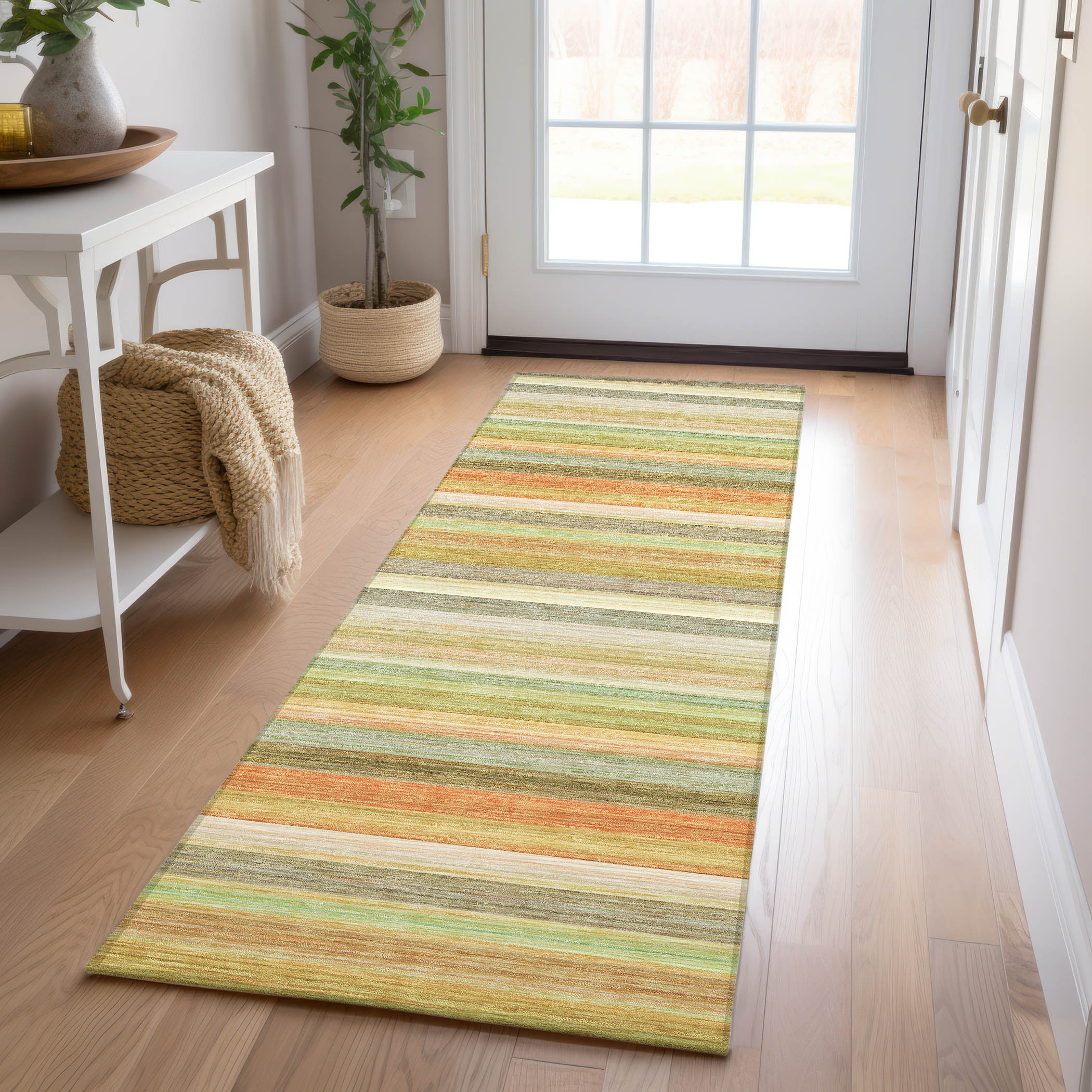 Addison Rugs ACN535AL2X8 Chantille 2 x 7 (ft) Polyester Aloe Rectangular Indoor/Outdoor Stripe Machine washable Area rug