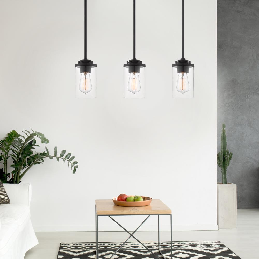 Jedrek Mini-Pendant in Black with Clear Glass Shade for Indoor/Outdoor