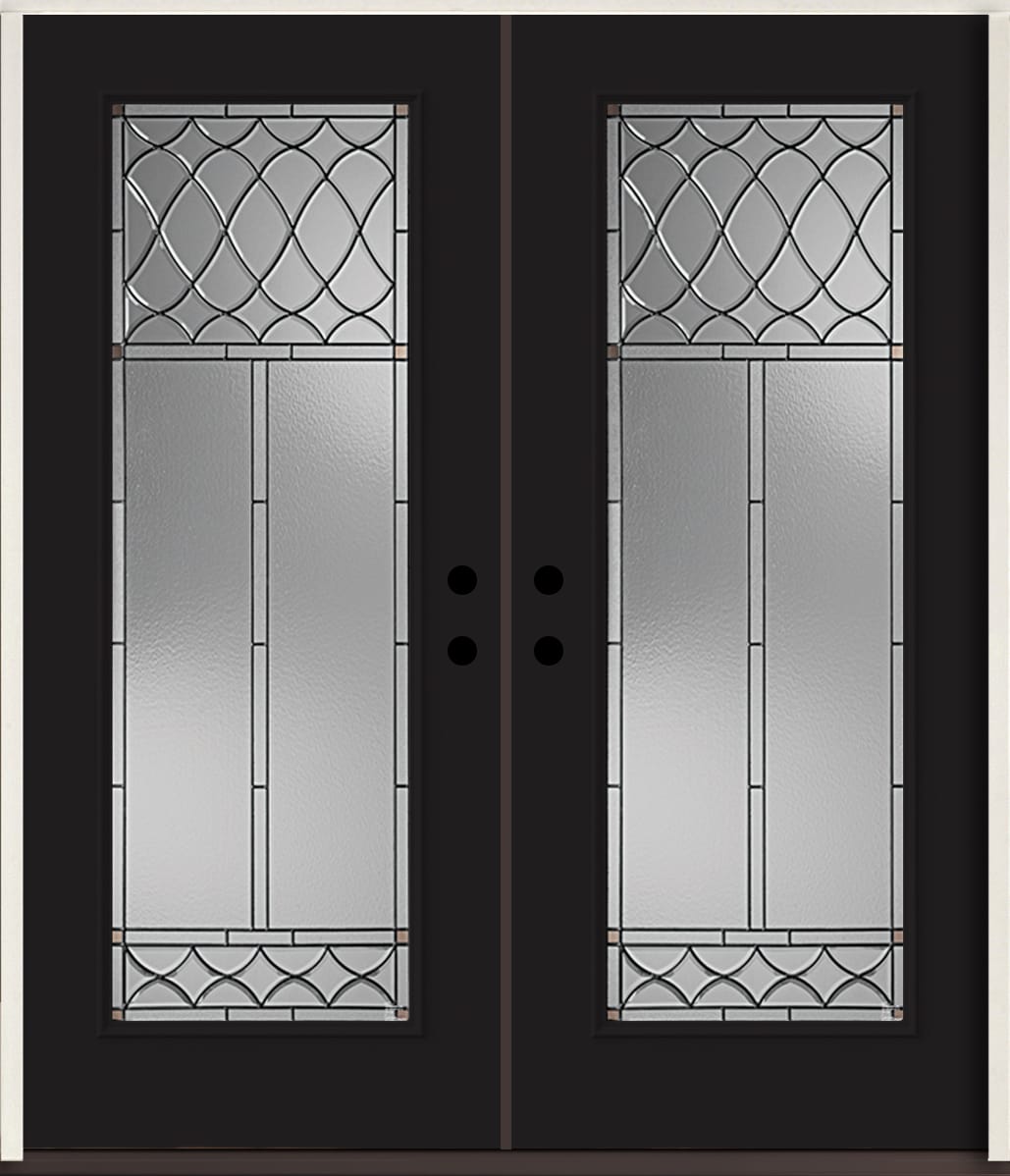 RELIABILT LO964054 Sheldon 72-in x 80-in x Fiberglass Full lite Left-hand inswing Peppercorn Paint Painted Prehung Double Front Door Insulating core