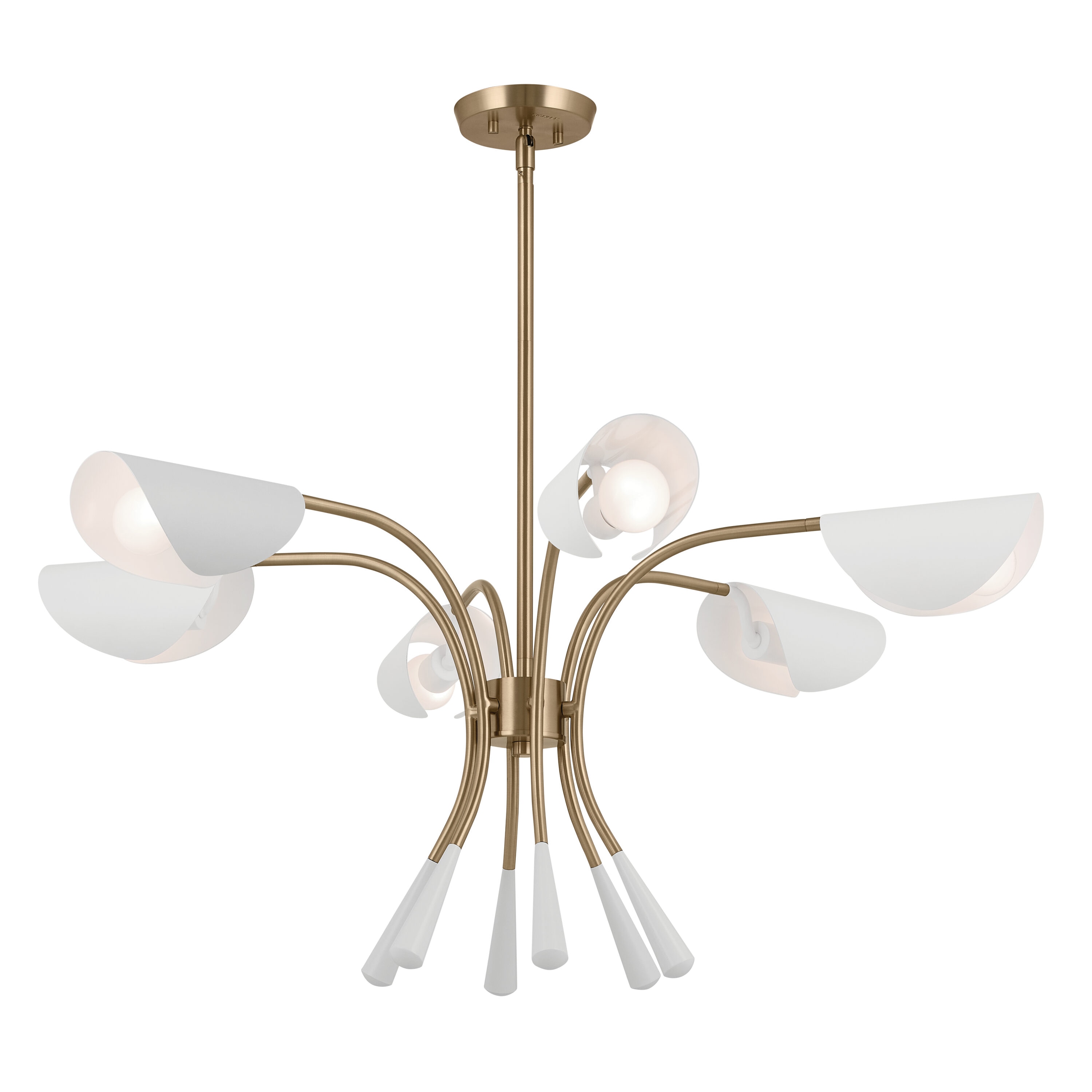 Kichler 52559CPZWH Arcus 6 -Light Gold Mid-century For Use in Bedrooms, Dining Rooms, Foyers, Kitchens, Living Rooms Chandelier