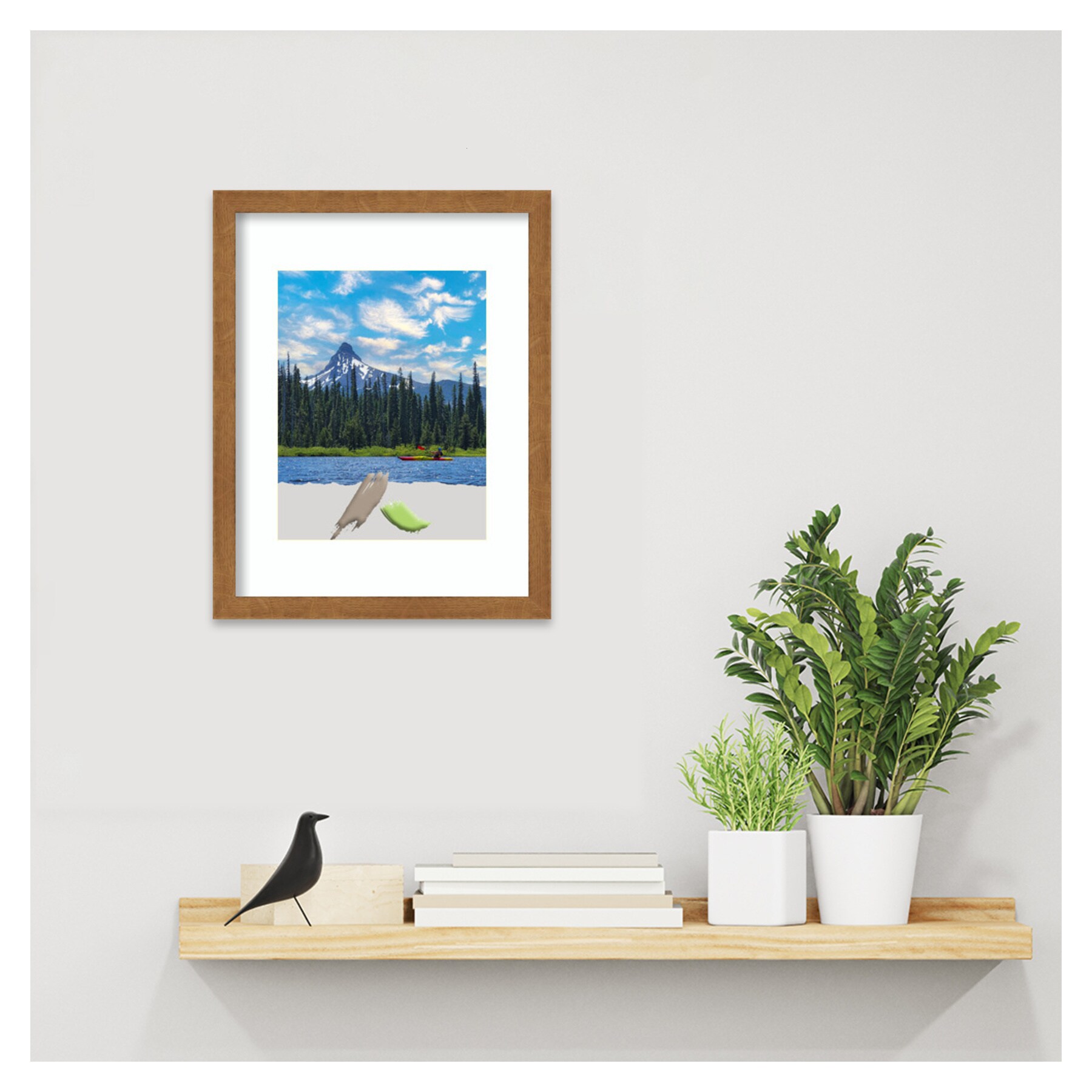 Carlisle Blonde Narrow Wood Picture Frame 11x14 with White Mat