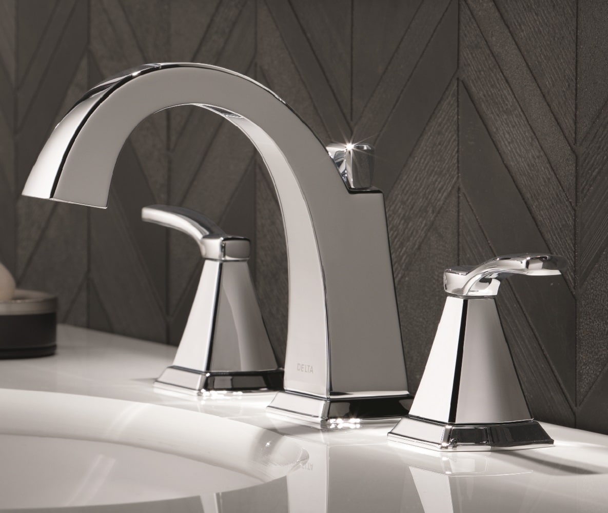 Delta 35768LF Flynn Chrome Widespread 2-handle WaterSense Mid-arc Residential Handle Bathroom Sink Faucet with Drain