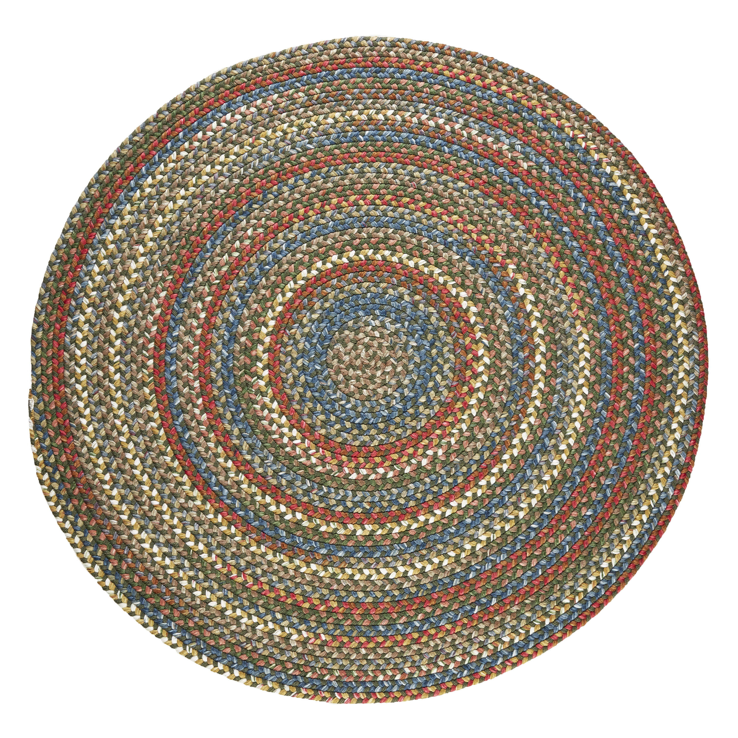Rhody Rug CJ25R048X048 4 x 4 (ft) Braided Polypropylene Emerald Round Indoor/Outdoor Geometric Area rug