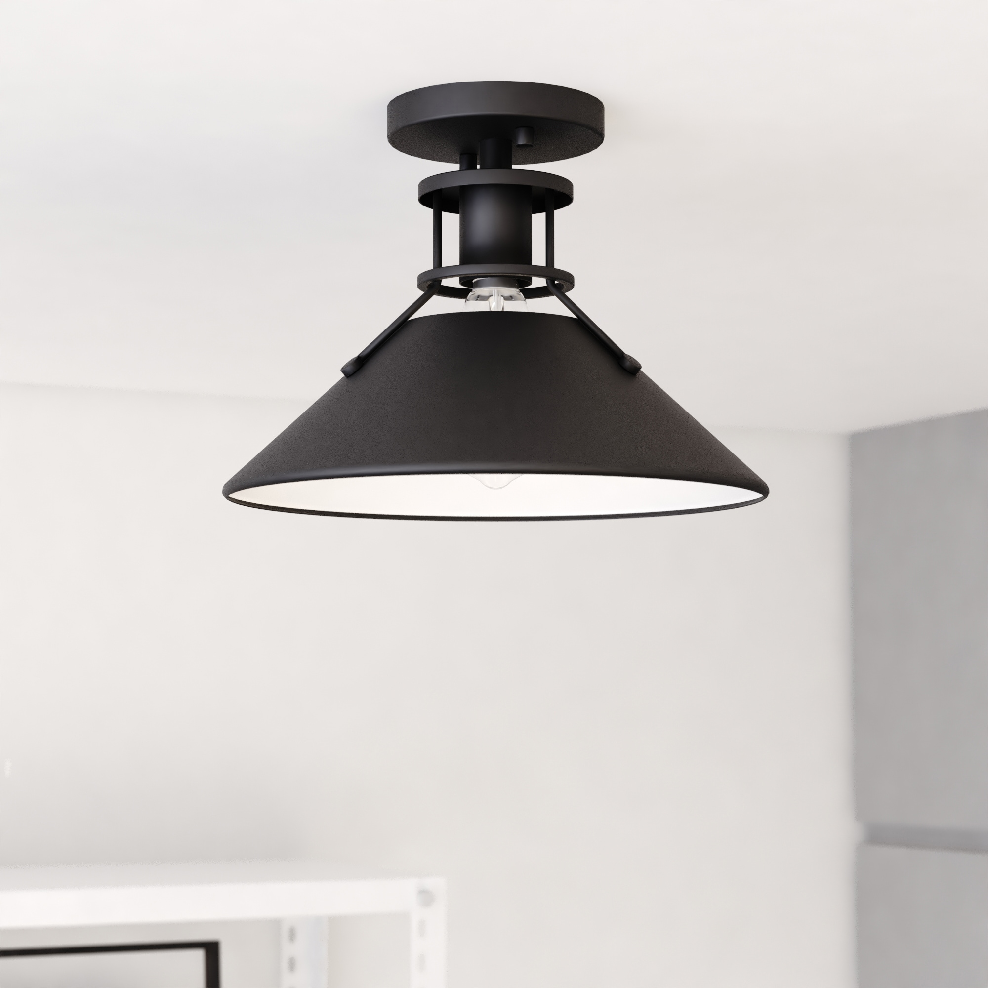 Cascadia C0270 Canton 1 -Light 11.5-in Multiple finishes Black Semi Flush Mount Light