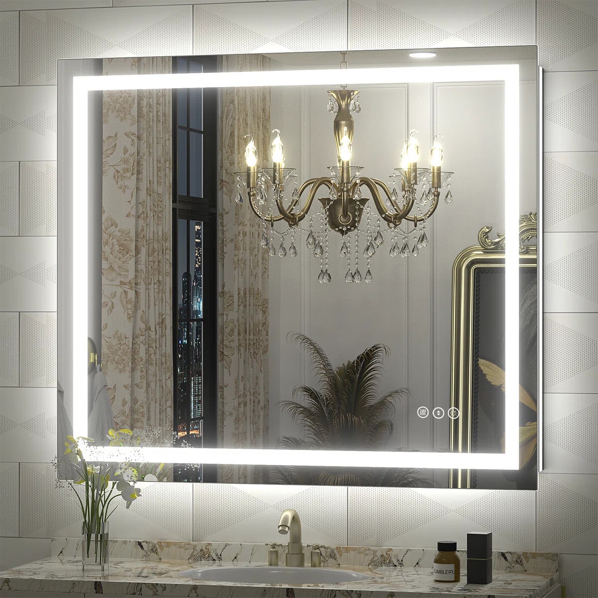 YQP 40x36 Inch UL Certified Front Light and Backlit LED Anti-Fog Bathroom Mirror with Tempered Glass