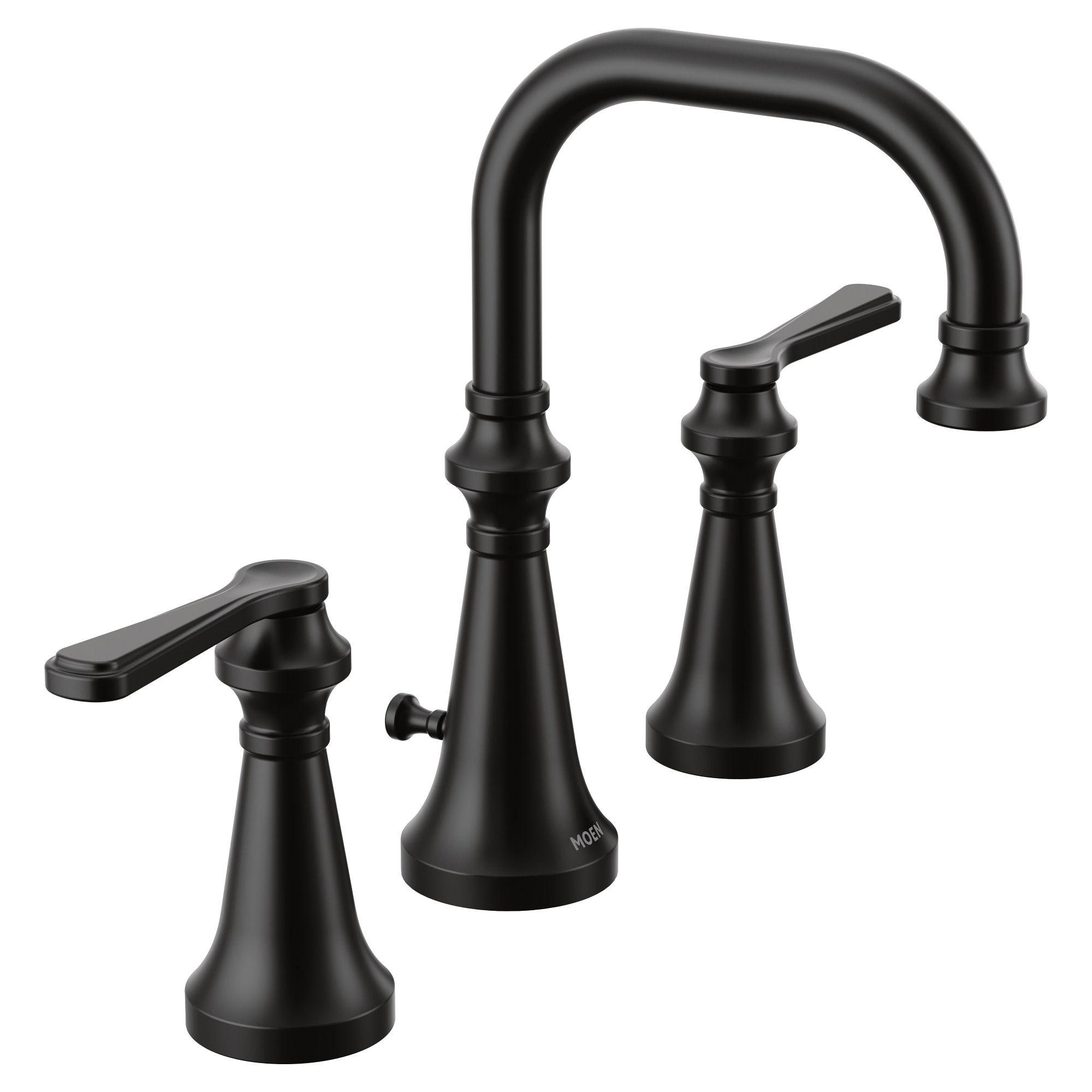 Moen TS44102BL Colinet Matte Black Widespread 2-Handle WaterSense Bathroom Sink Faucet with Drain