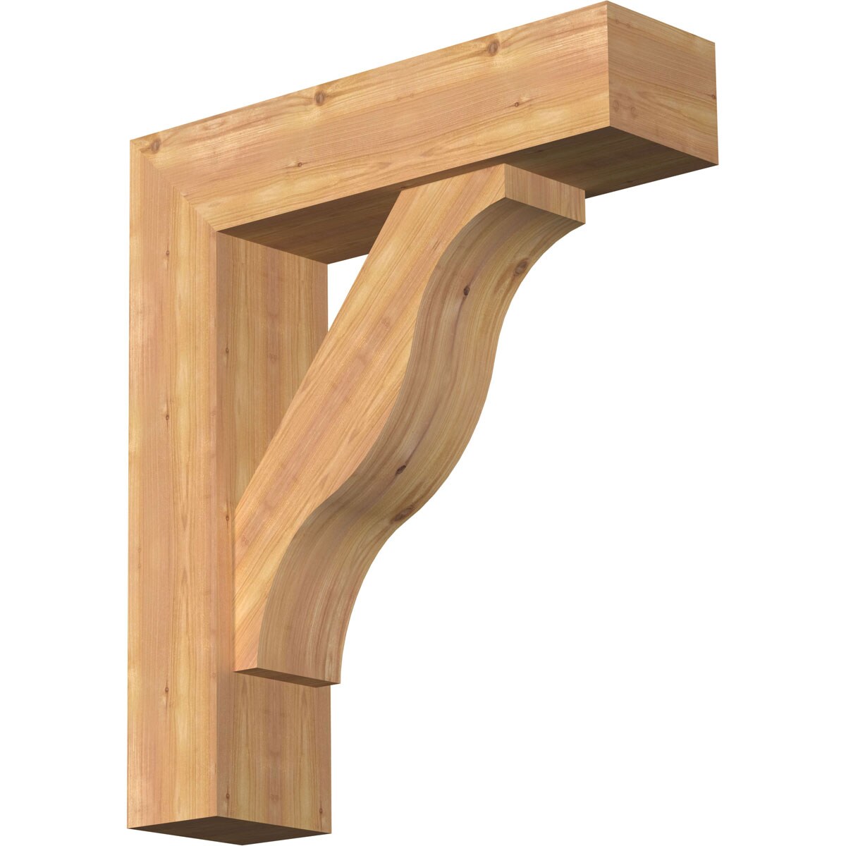 Ekena Millwork 1462383 Funston Block Smooth Bracket with Offset Brace Western Red Cedar Wood Standard Bracket