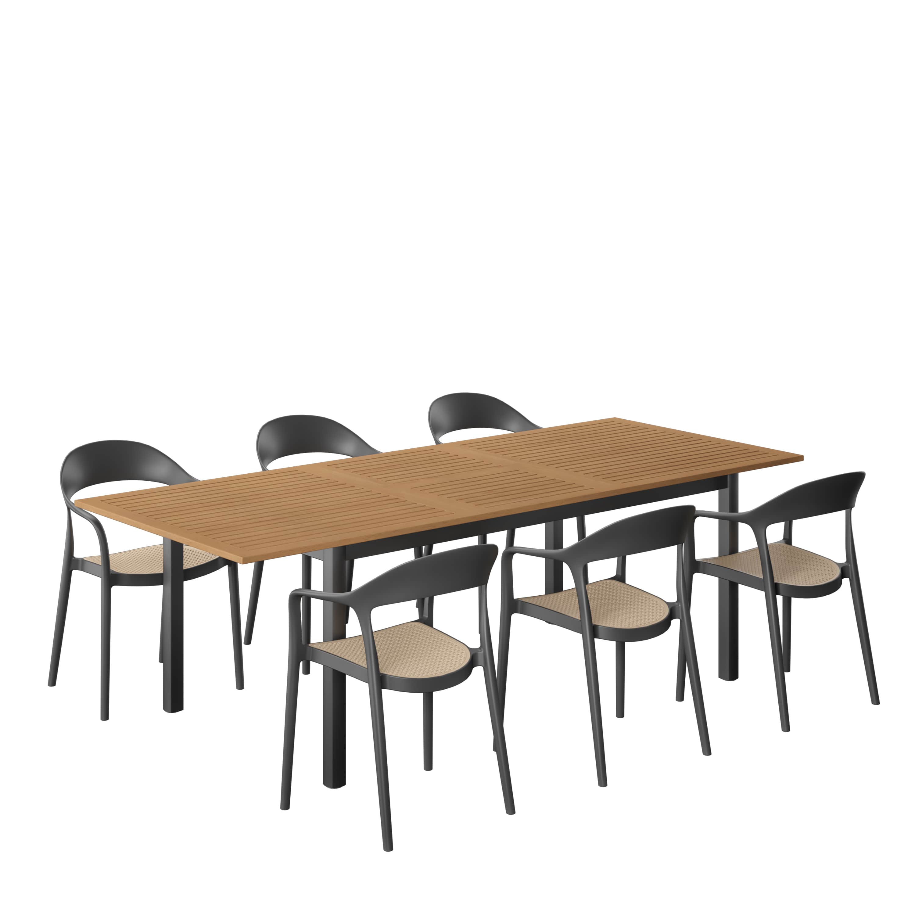 Amazonia IBIS-6-CARA-BK Urban Elements Panay Patio Dining Set for 6 – Perfect for Family and Friends - Modern and Stylish Dining Table with Chairs