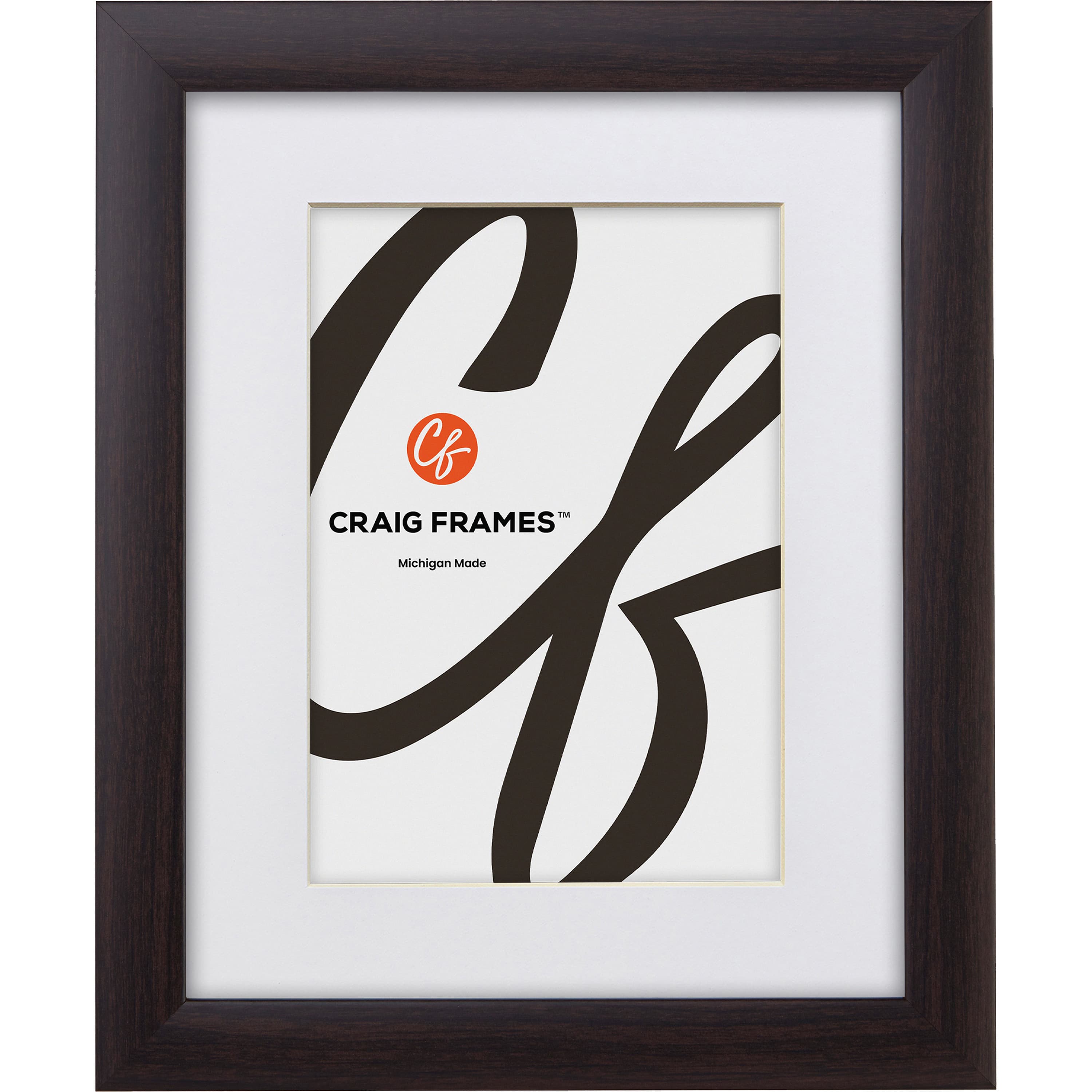Craig Frames 621162001B15A 16x20 Matted to 11x14 Picture Frame Brown Contemporary 1 Inch MDF Moulding Wall Display for Art Posters or Photos