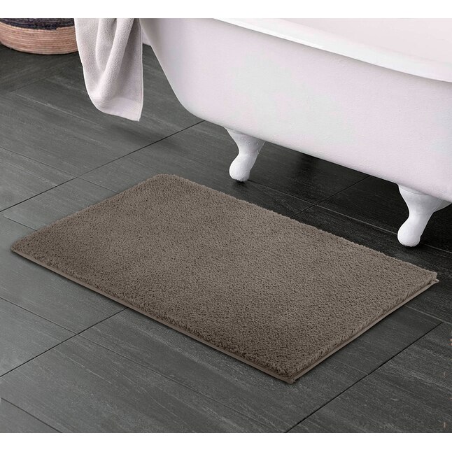 allen + roth 20-in x 34-in Taupe Microfiber Bath Rug in the Bathroom Rugs &  Mats department at