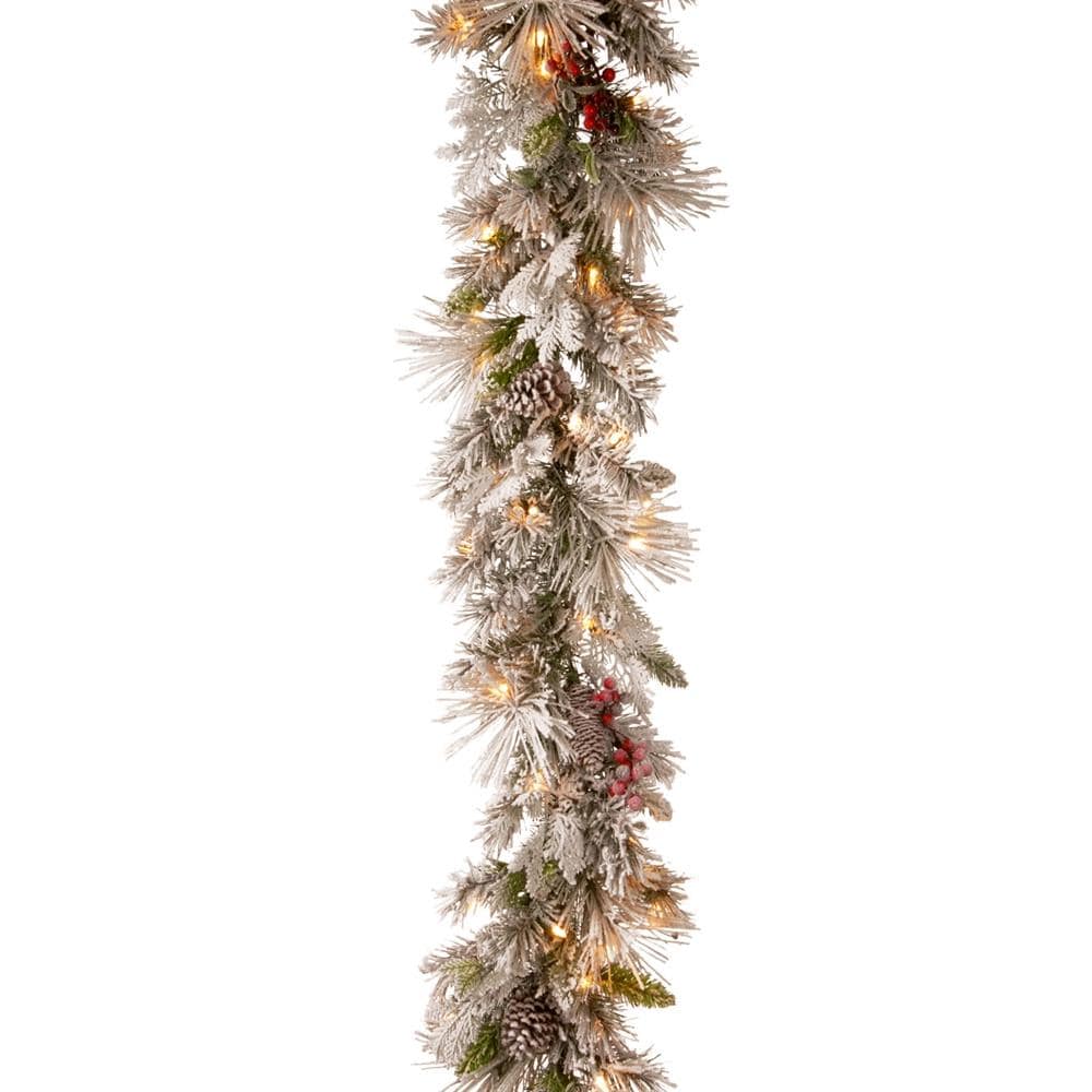 National Tree Company 7 ft. Snowy Long Needle Plastic Garland