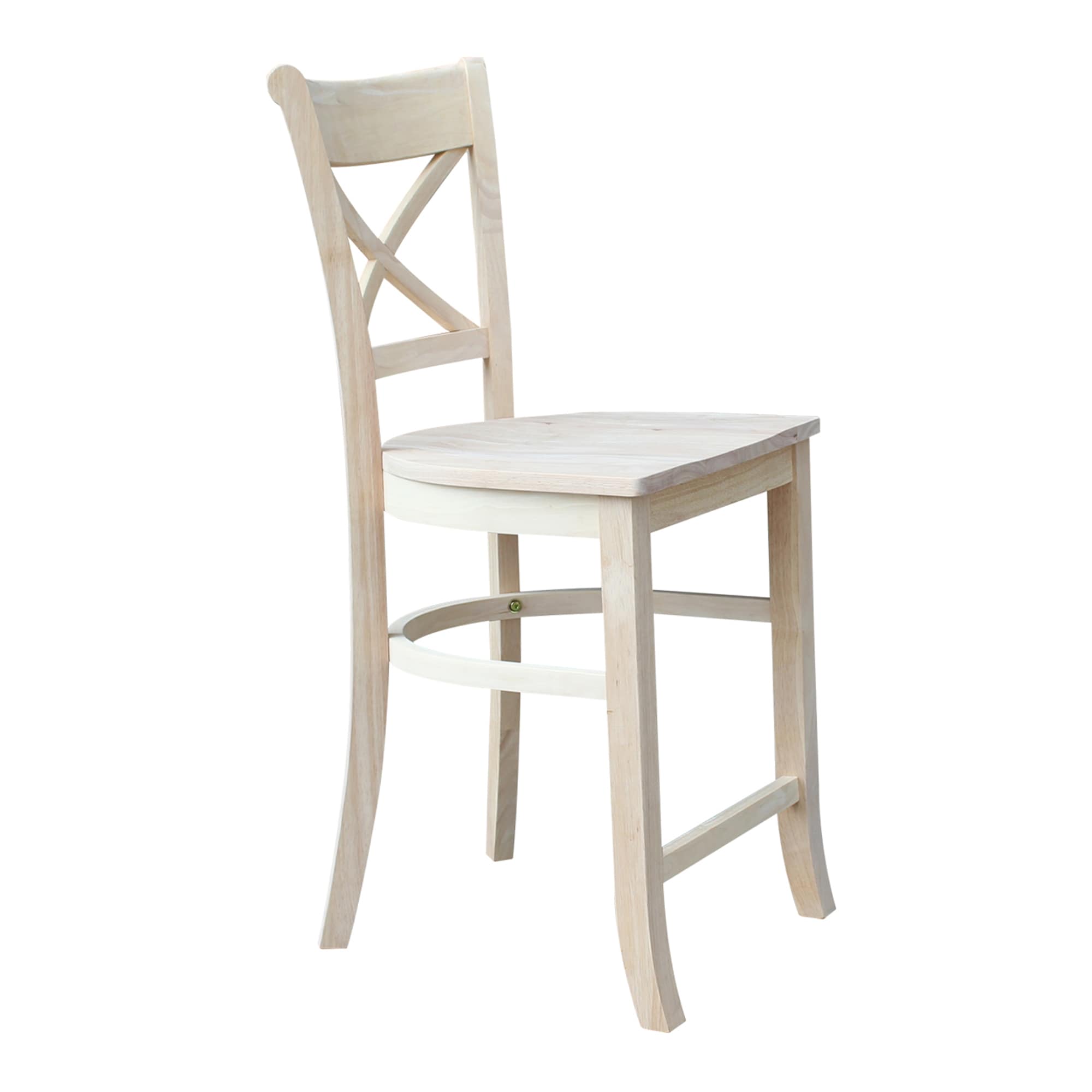 Charlotte 24" Traditional Parawood Counter Height Stool, Unfinished