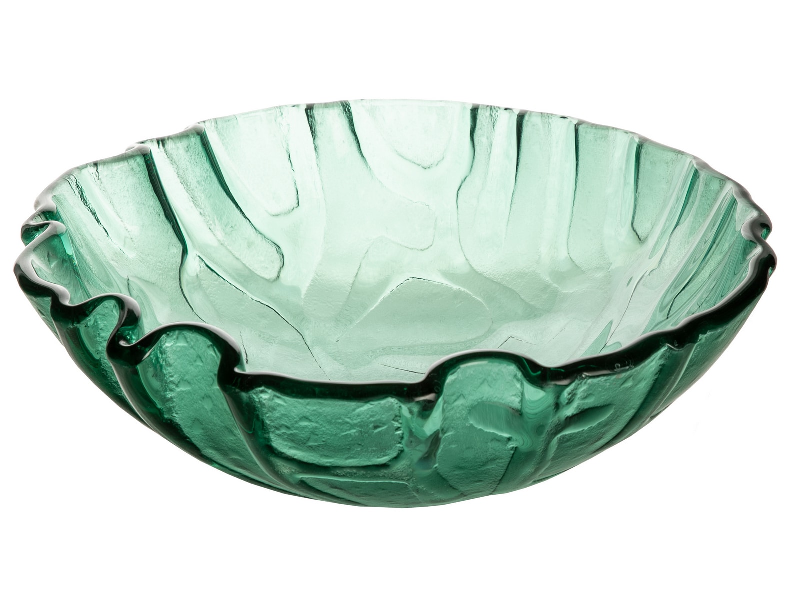 Green Textured Glass Above-Counter Round Vessel Sink