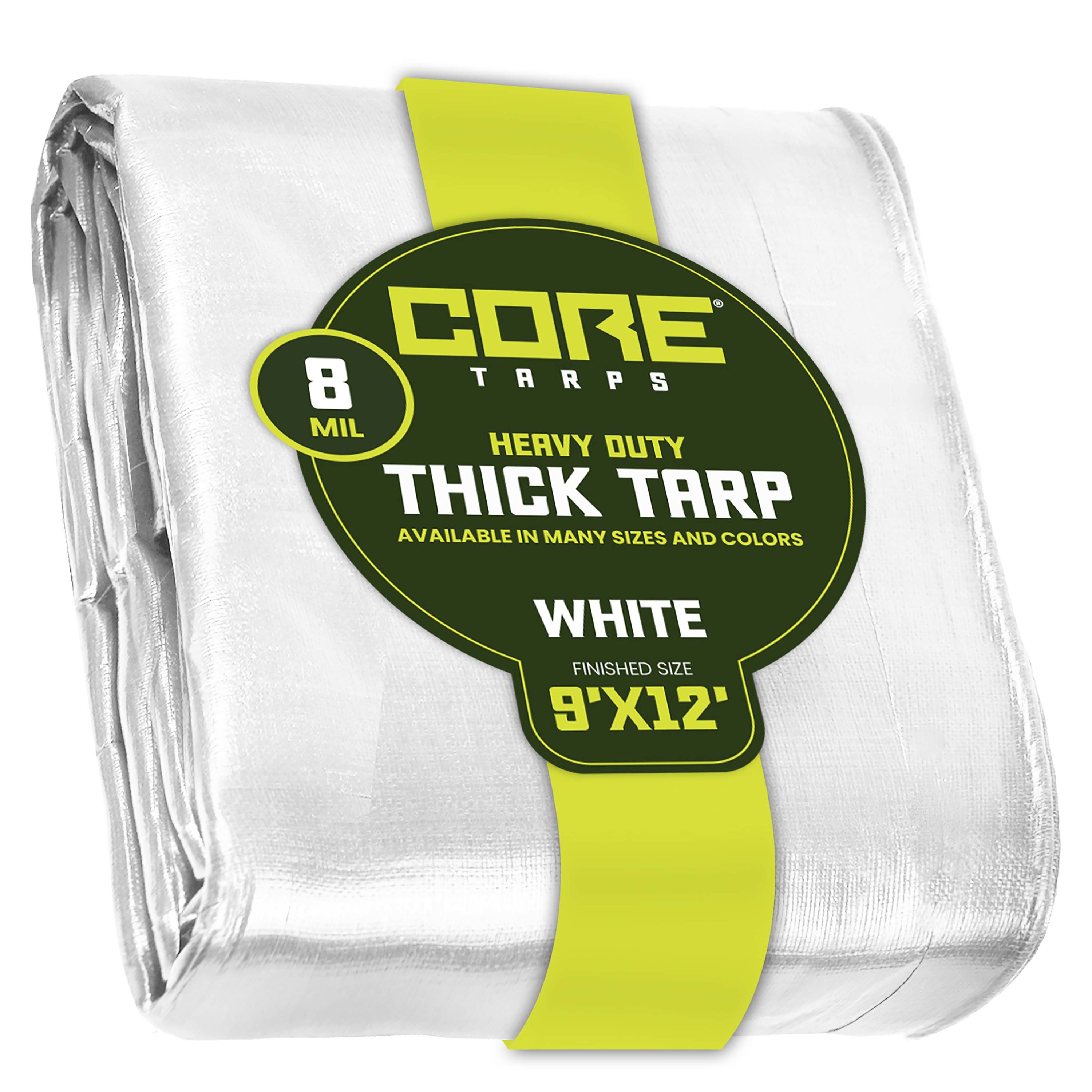 Core Tarps CT-404-9X12 9-ft x 12-ft White Waterproof Commercial Polyethylene 8-Mils Tarp