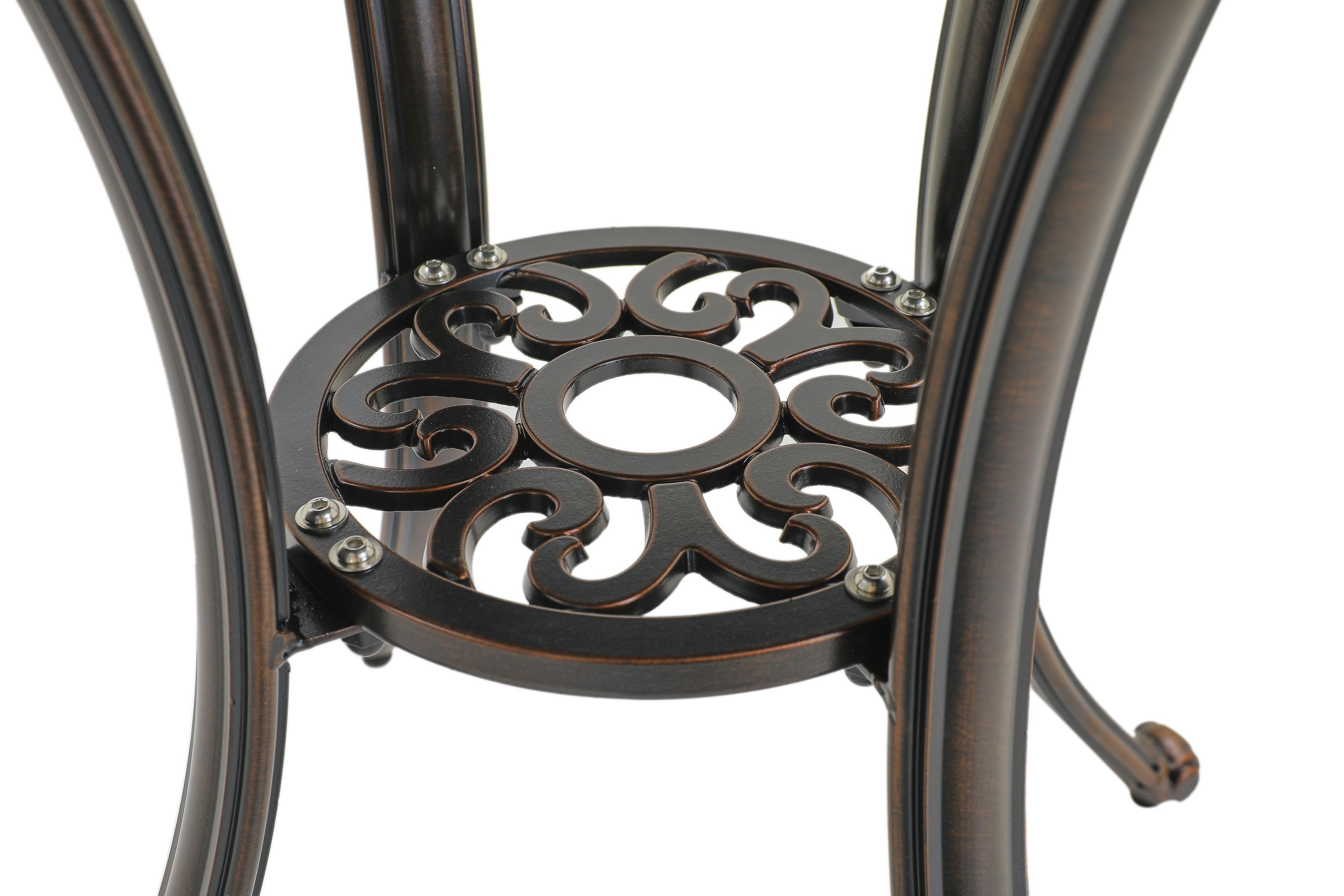 Bronze Round Cast Aluminum Outdoor Dining Table with Ceramic Top