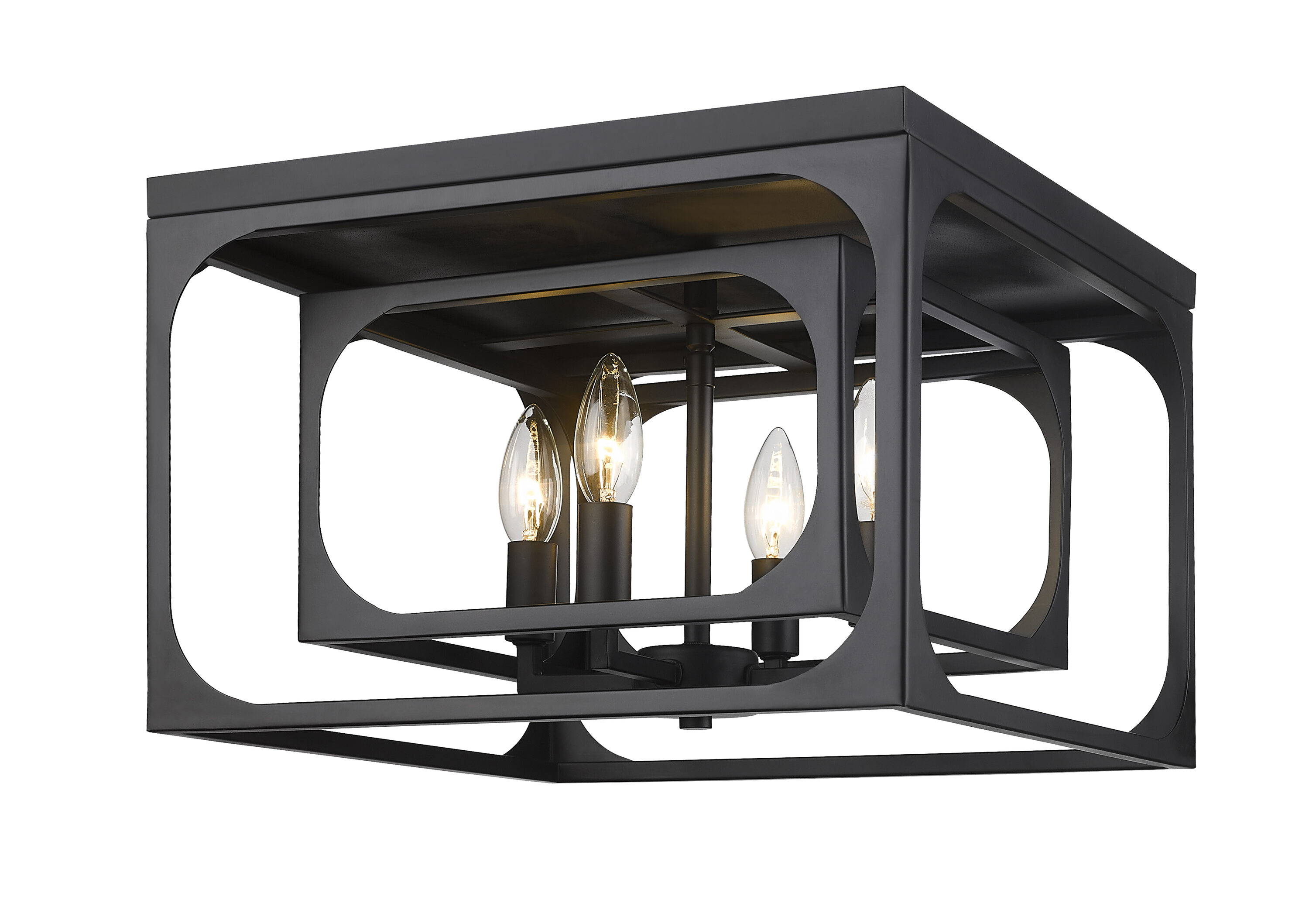 Z-Lite 3038F-MB Easton 4 -Light 15-in Matte Black Flush Mount Light