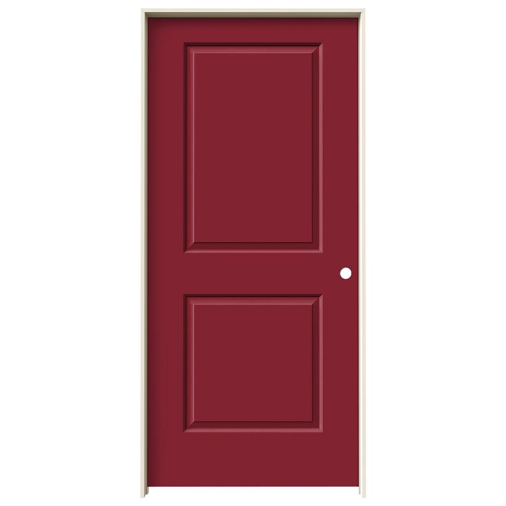 JELD-WEN 36-in x 80-in Cranberry Solid Core 2-panel Square Left Hand Smooth Prefinished Molded Composite Flat Jamb Single Prehung Interior Door in Red -  LOWOLJW136700261