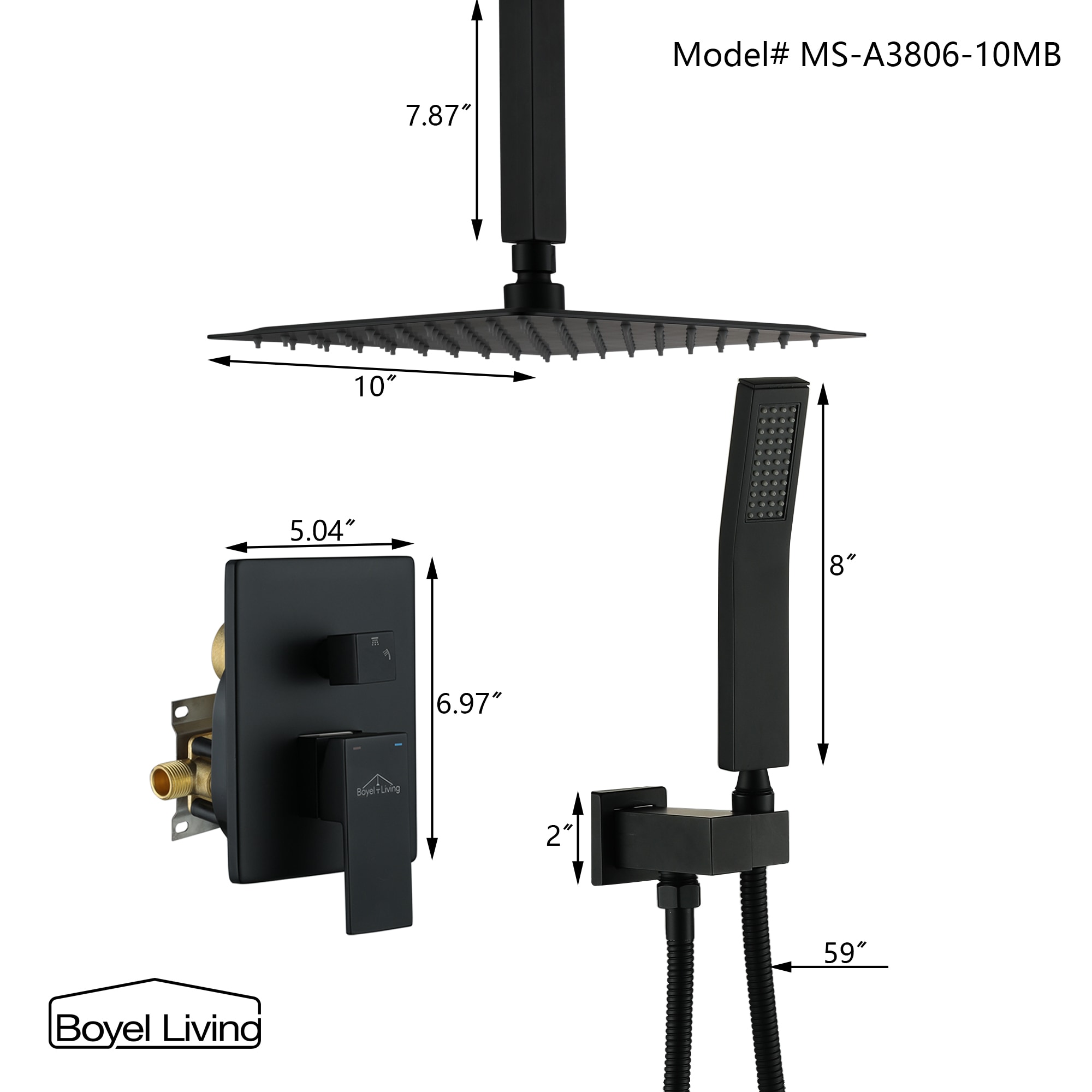 Clihome MS-A3806-10MB Showerhead-Bar-Panels - View #2