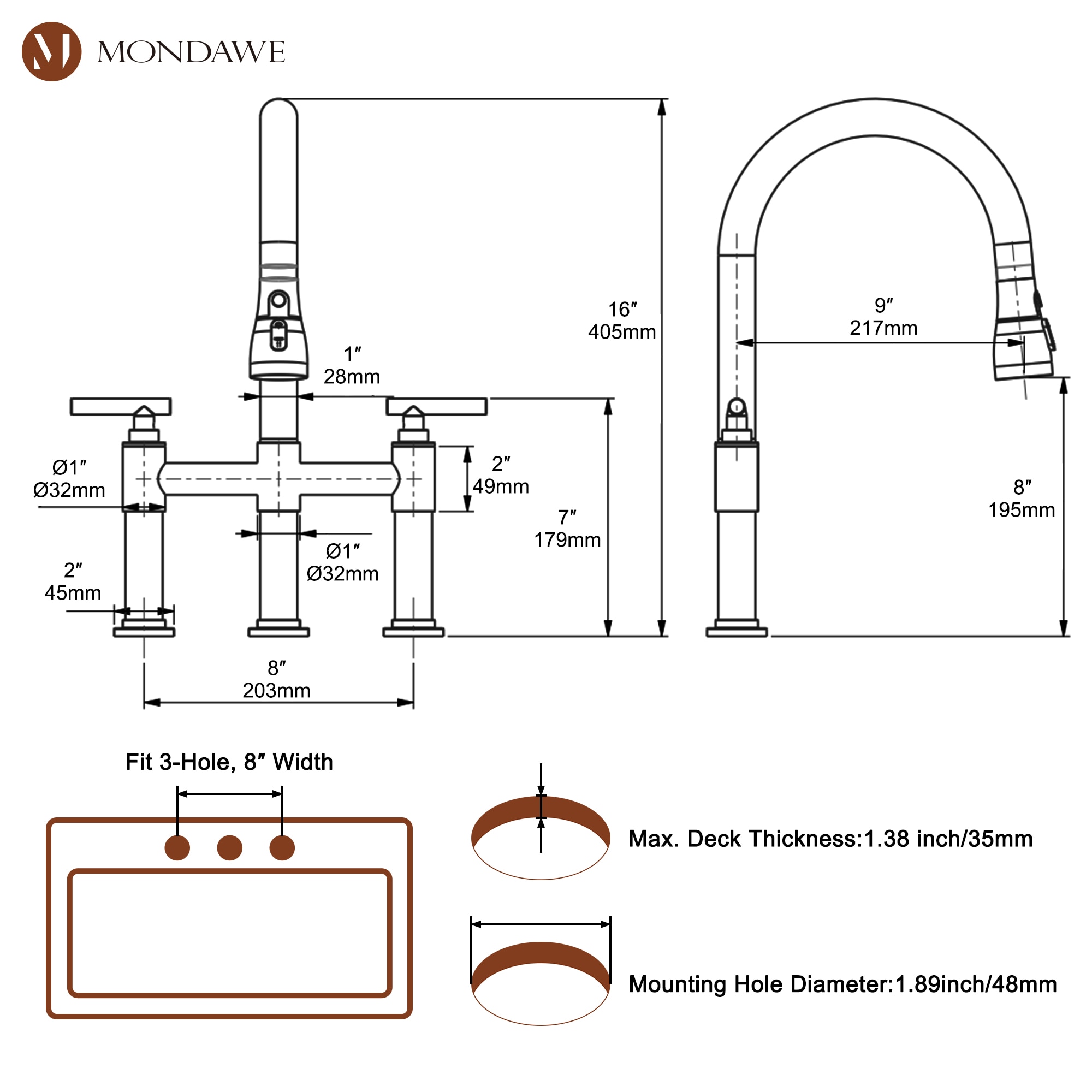 Mondawe MD-D73-MB Kitchen-Faucets - View #8