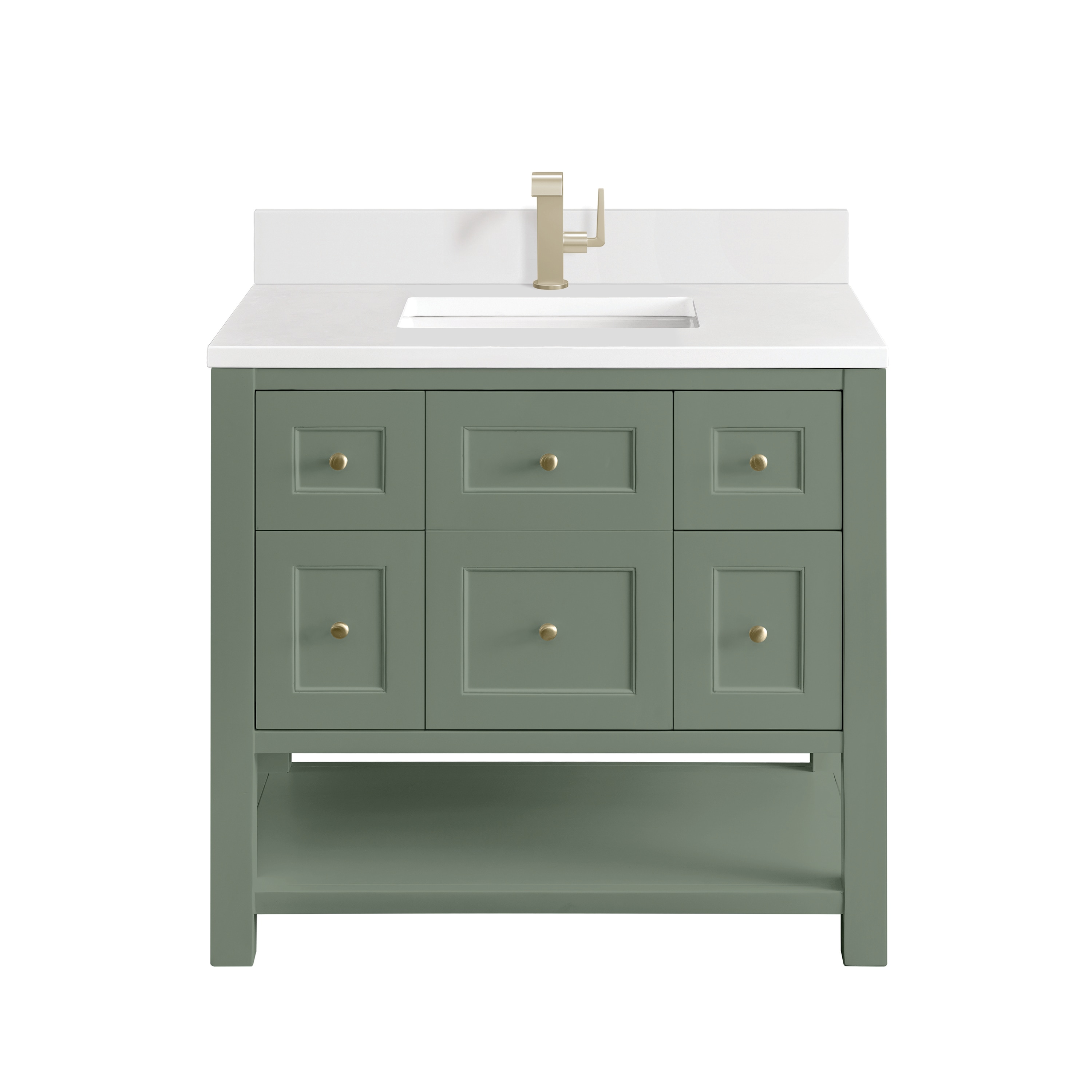 James Martin Vanities 330-V36-SC-1WZ Breckenridge 36-in Smokey Celadon Undermount Single Sink Bathroom Vanity with White Zeus Quartz Top